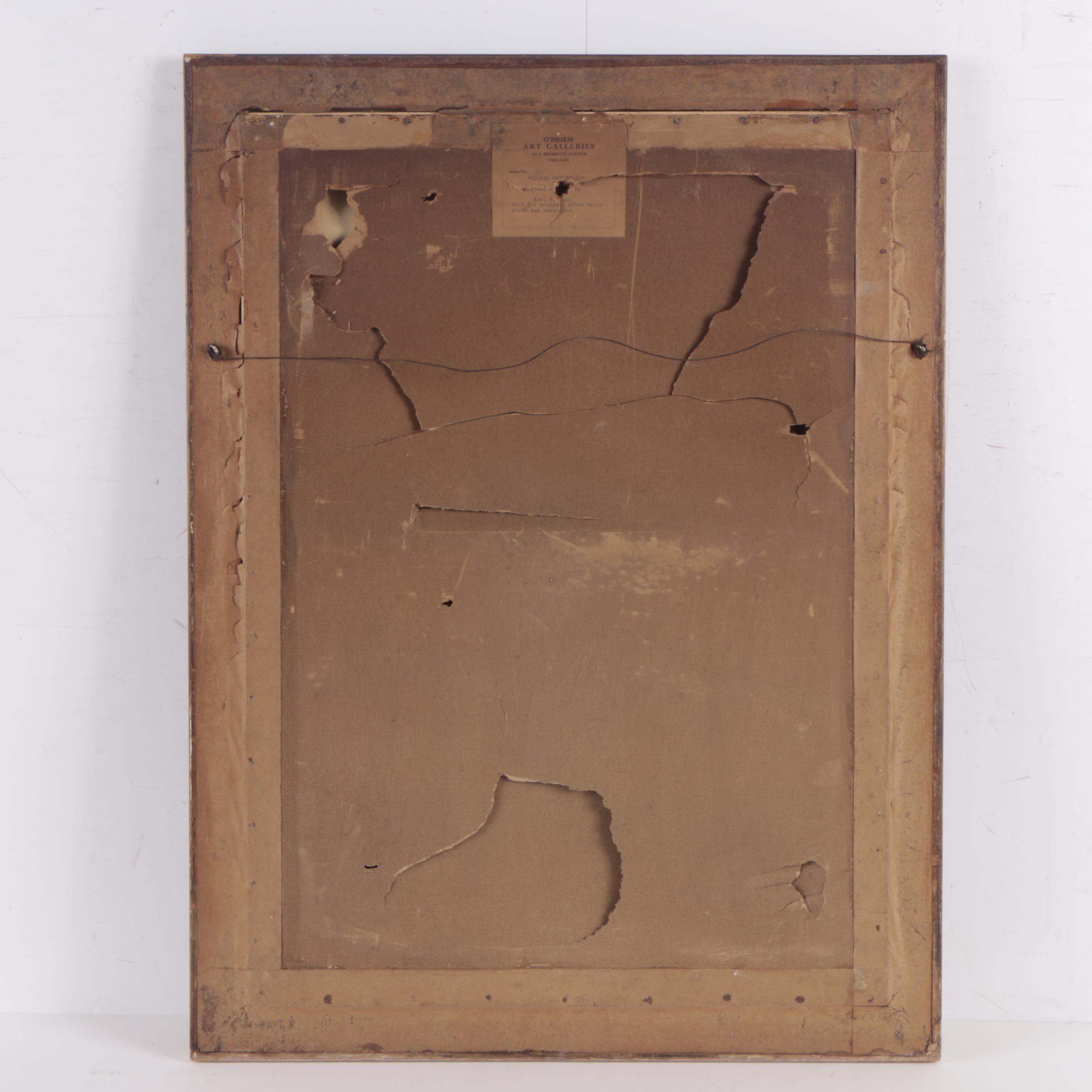 Axel Haig Etching "Toledo Cathedral"