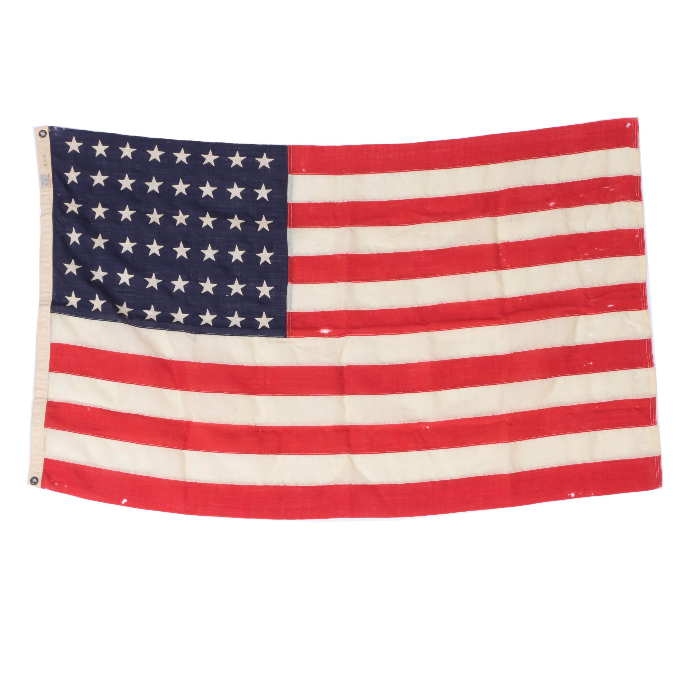 Vintage 48 Star Wool American Flag