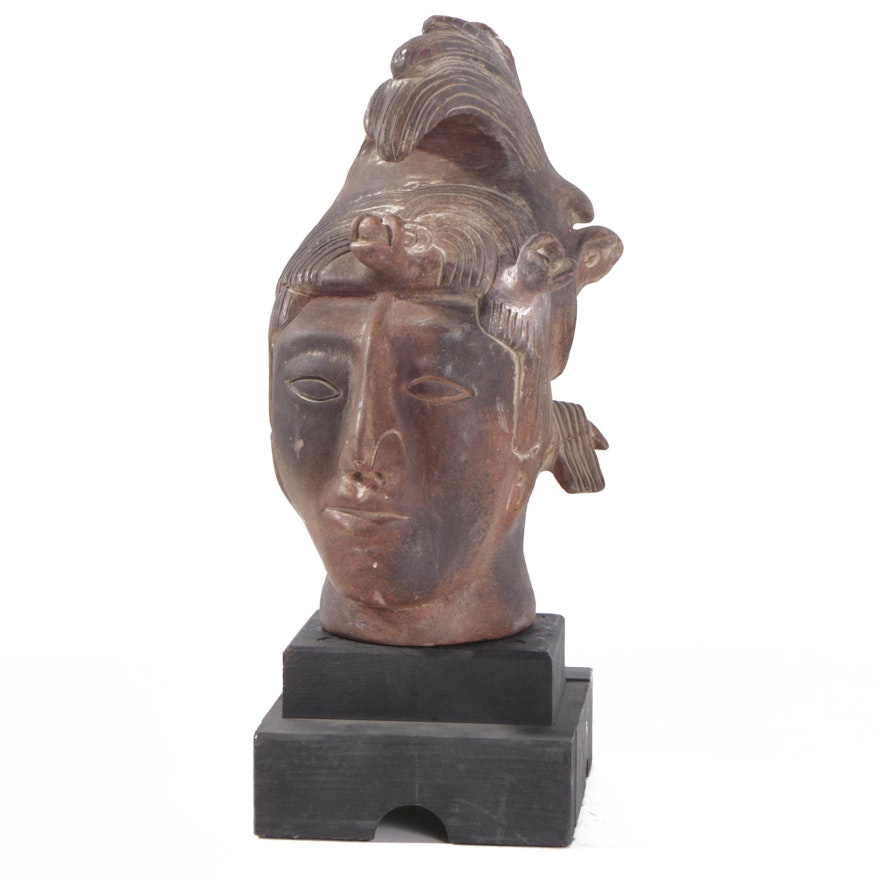 Mesoamerican Inspired Ceramic Head of K'inich Janaab' Pakal
