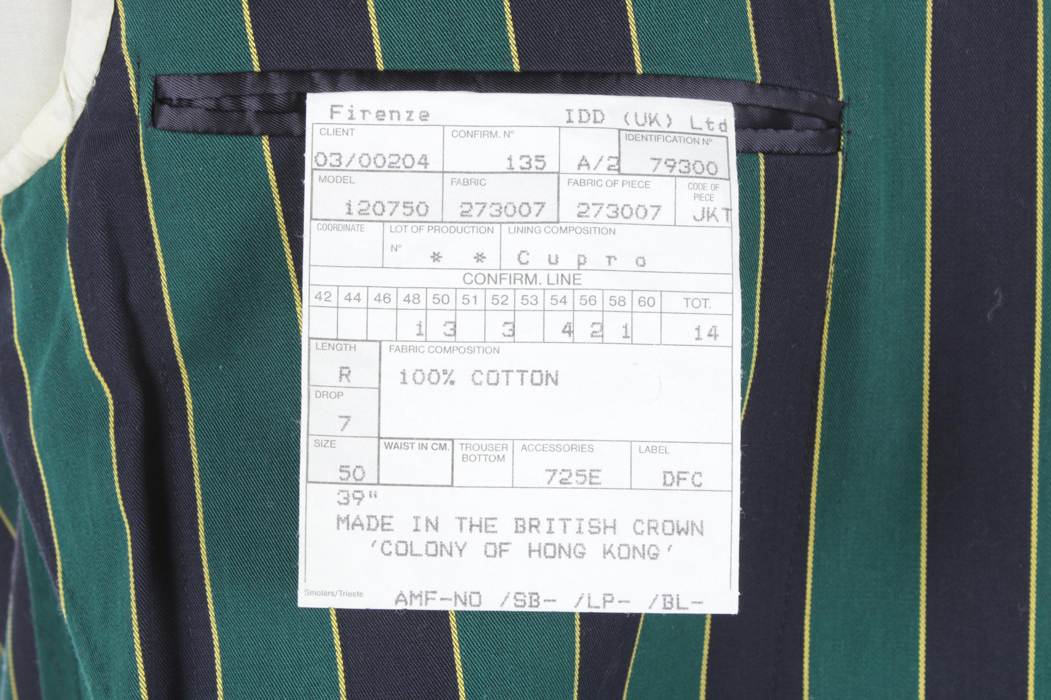 Men's Vintage Harrods Striped Cotton Blazer