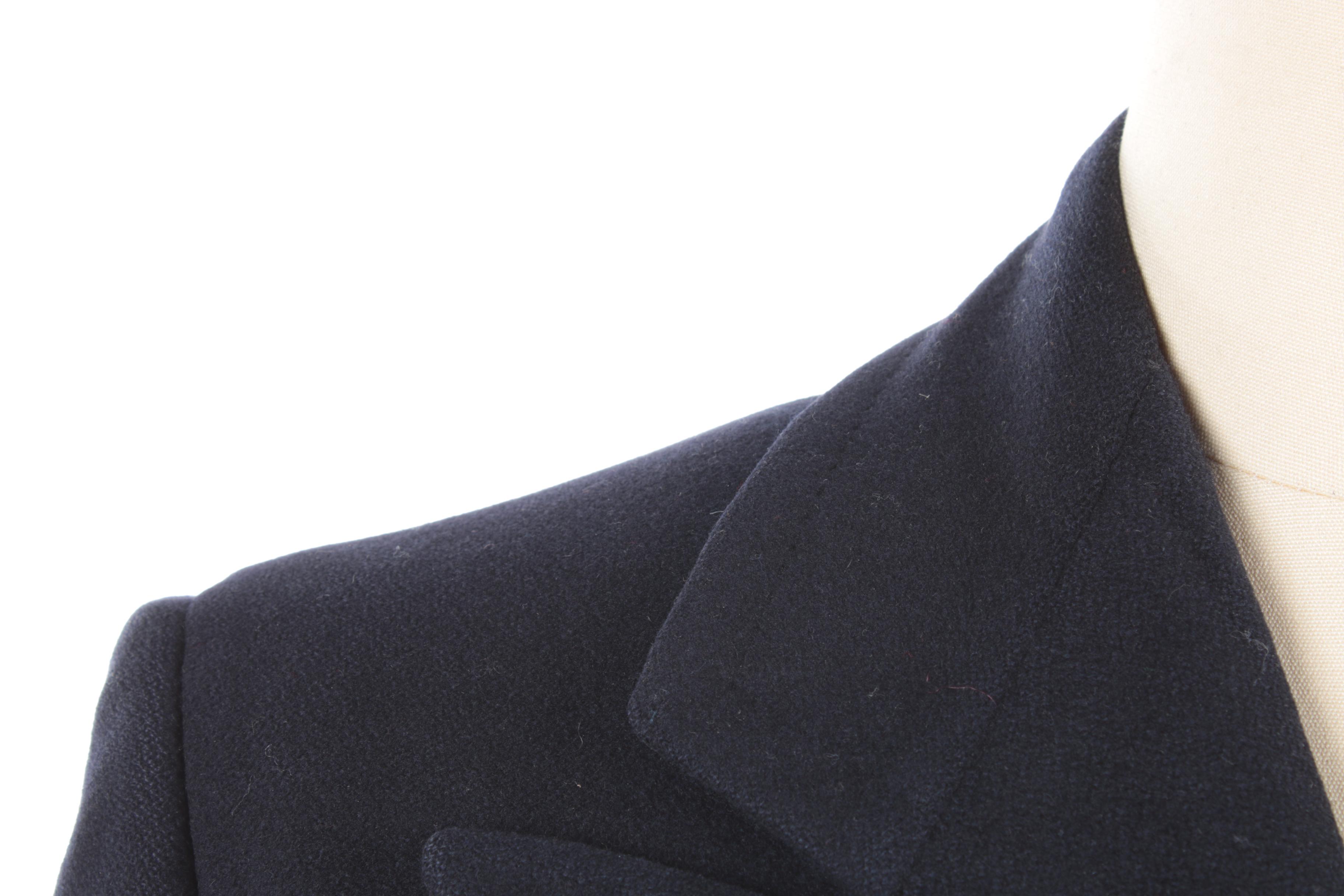 Men's Vintage Bonwit Teller Navy Blue Wool Double-Breasted Overcoat