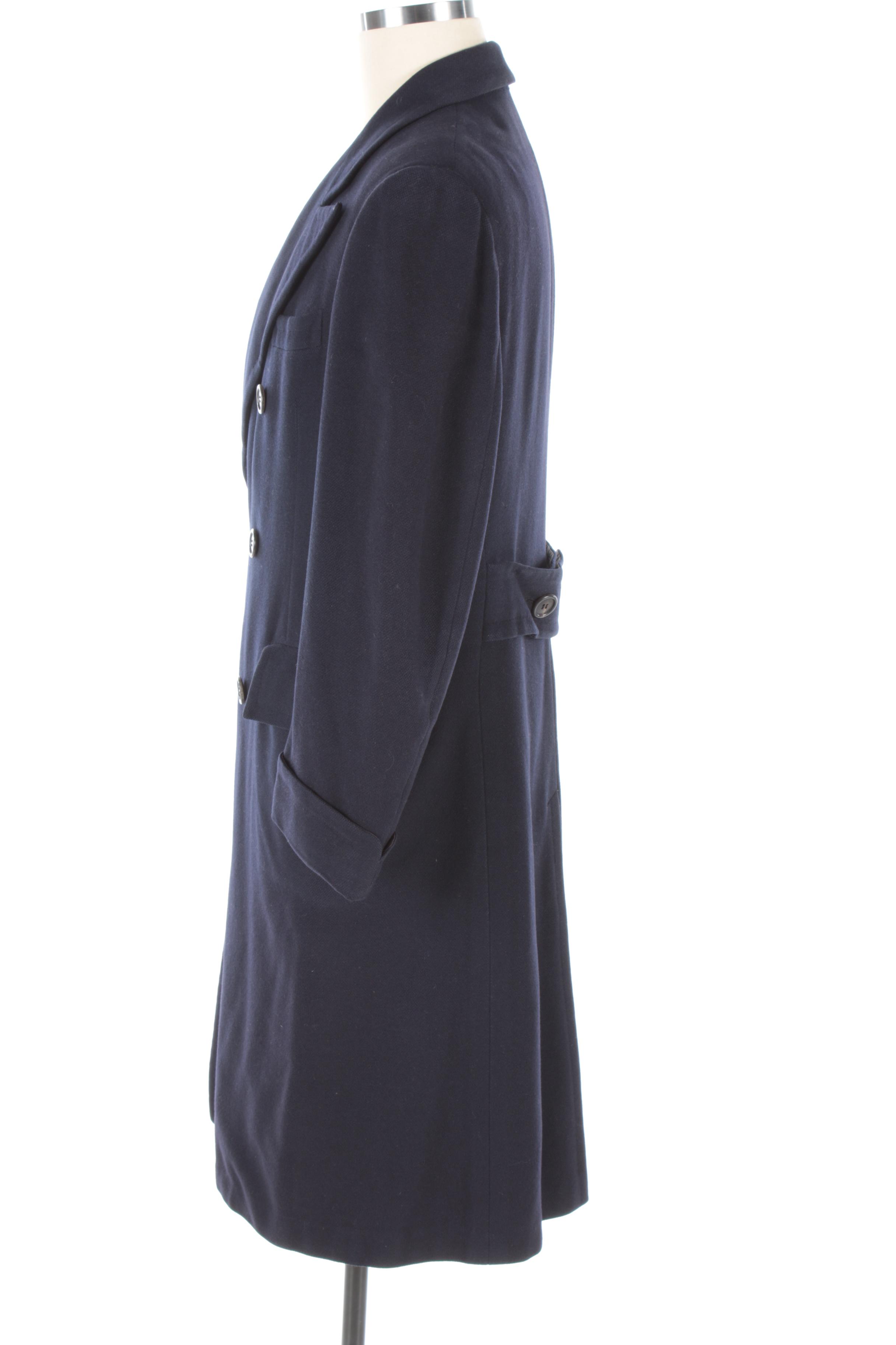 Men's Vintage Bonwit Teller Navy Blue Wool Double-Breasted Overcoat