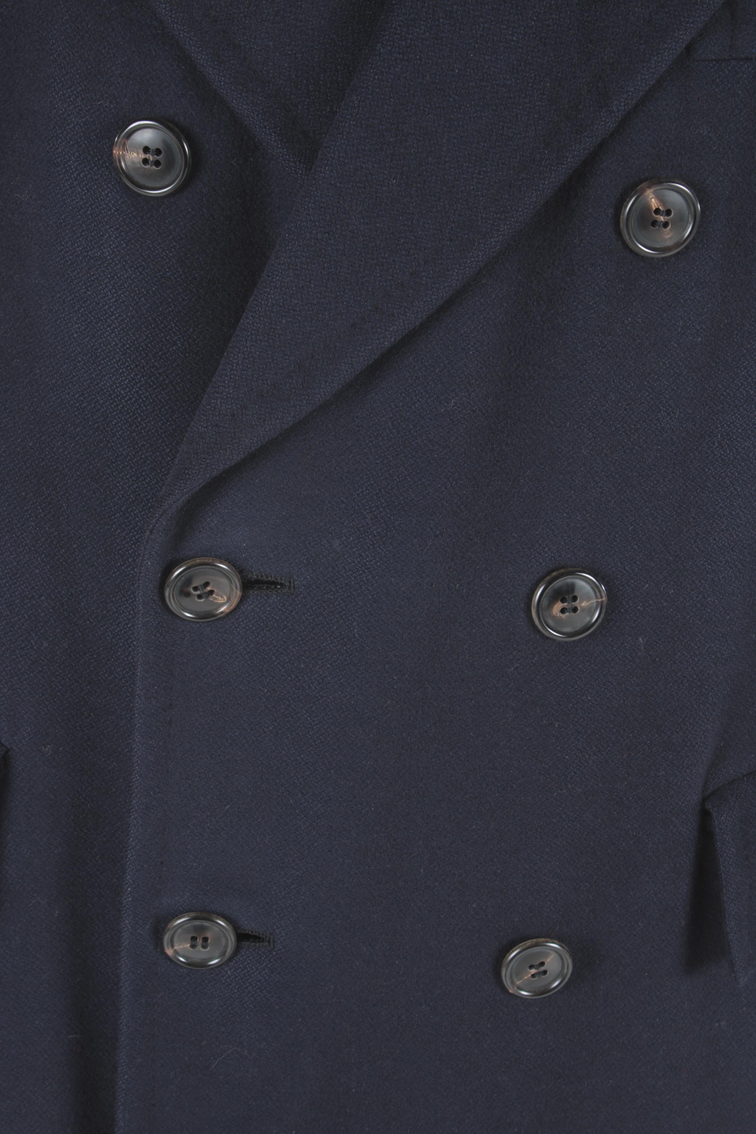 Men's Vintage Bonwit Teller Navy Blue Wool Double-Breasted Overcoat