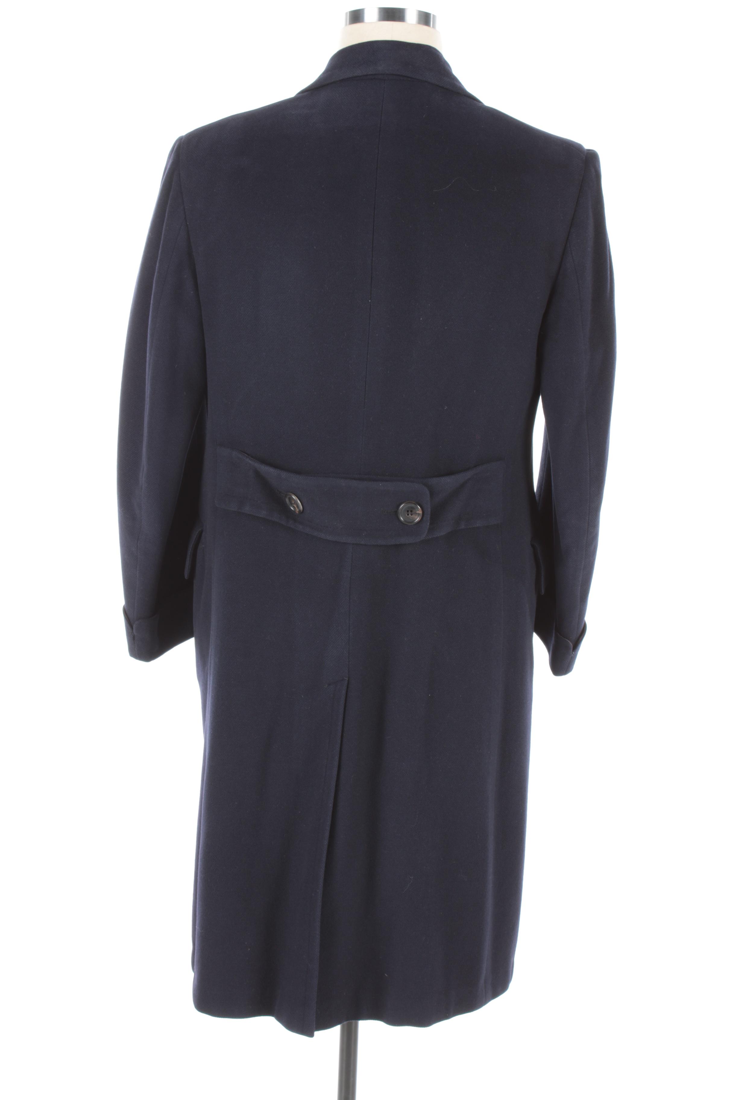 Men's Vintage Bonwit Teller Navy Blue Wool Double-Breasted Overcoat