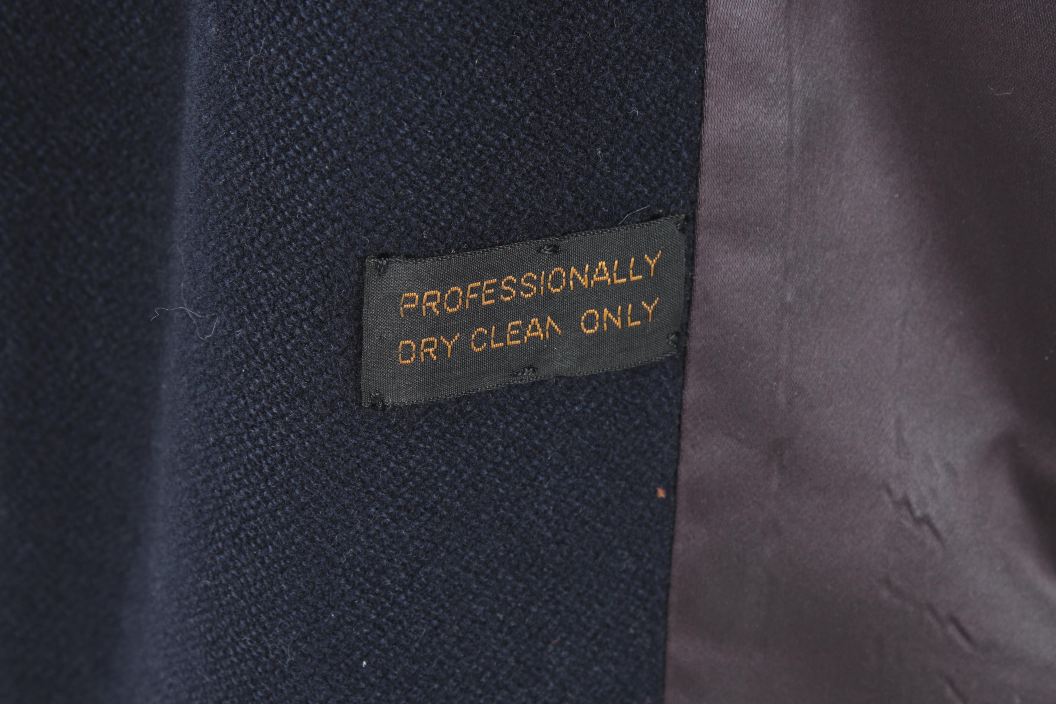 Men's Vintage Bonwit Teller Navy Blue Wool Double-Breasted Overcoat