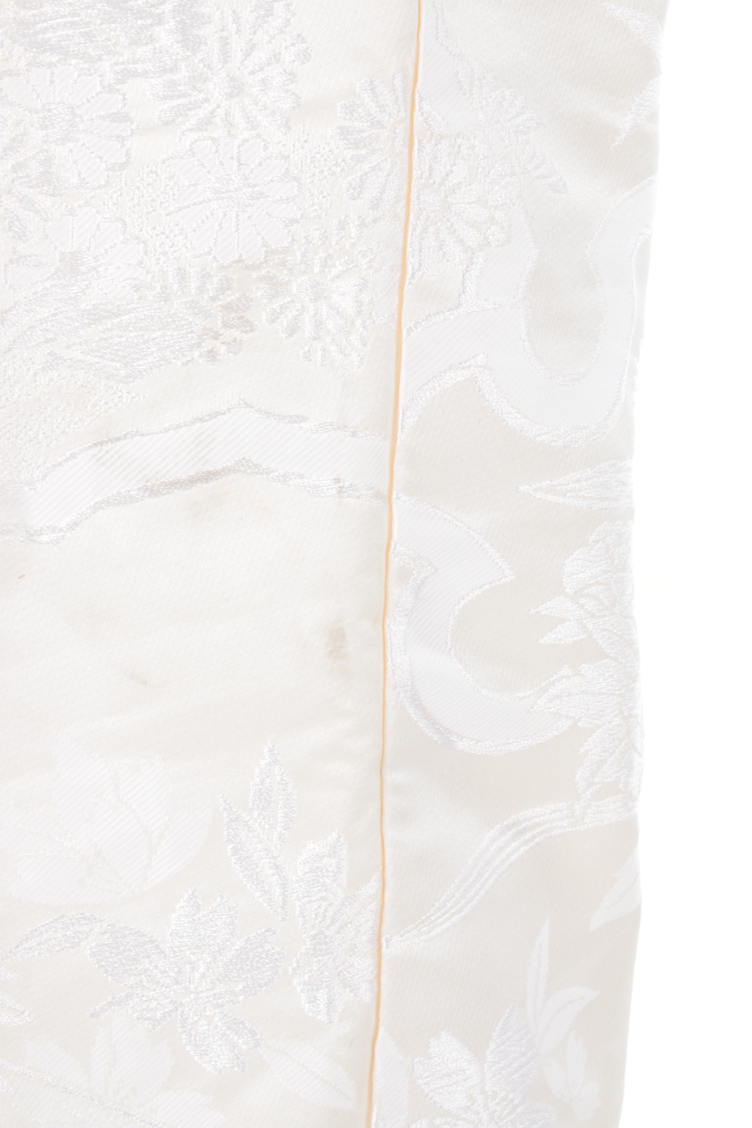 Women's Japanese Shiromoku Wedding Kimono in White Brocade Silk