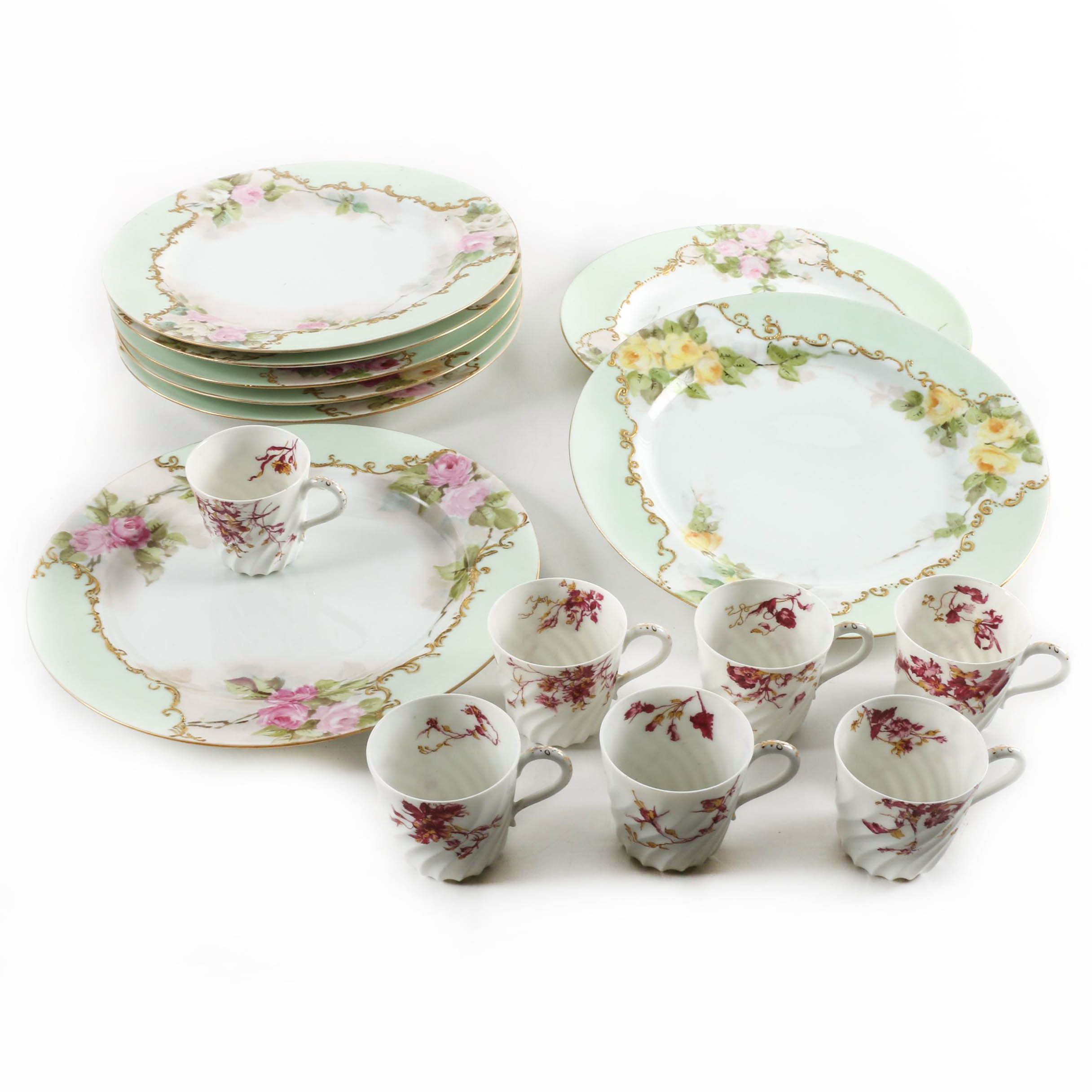 Antique Hand Painted Tableware Including Limoges