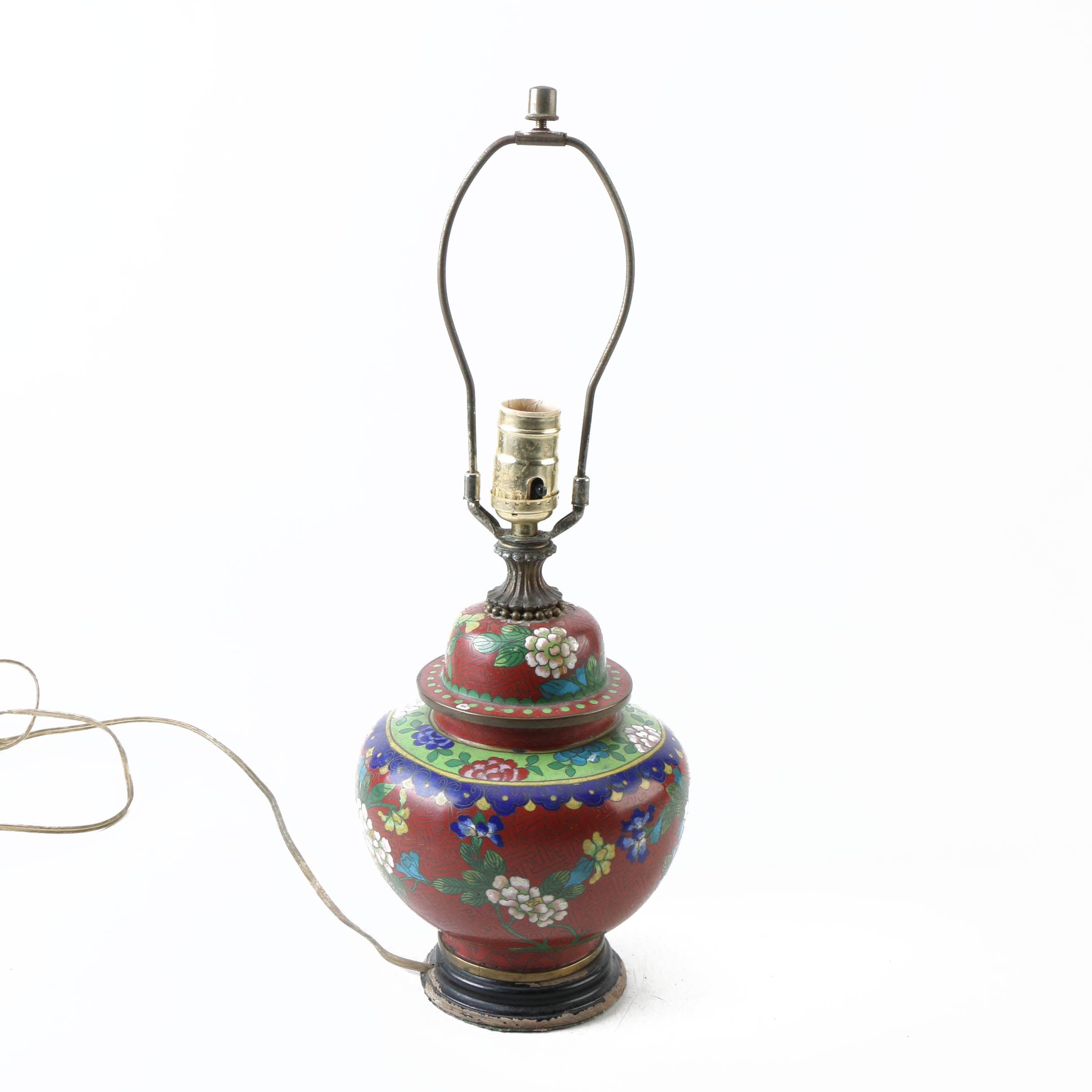 Vintage Chinese Cloisonné Accent Lamp