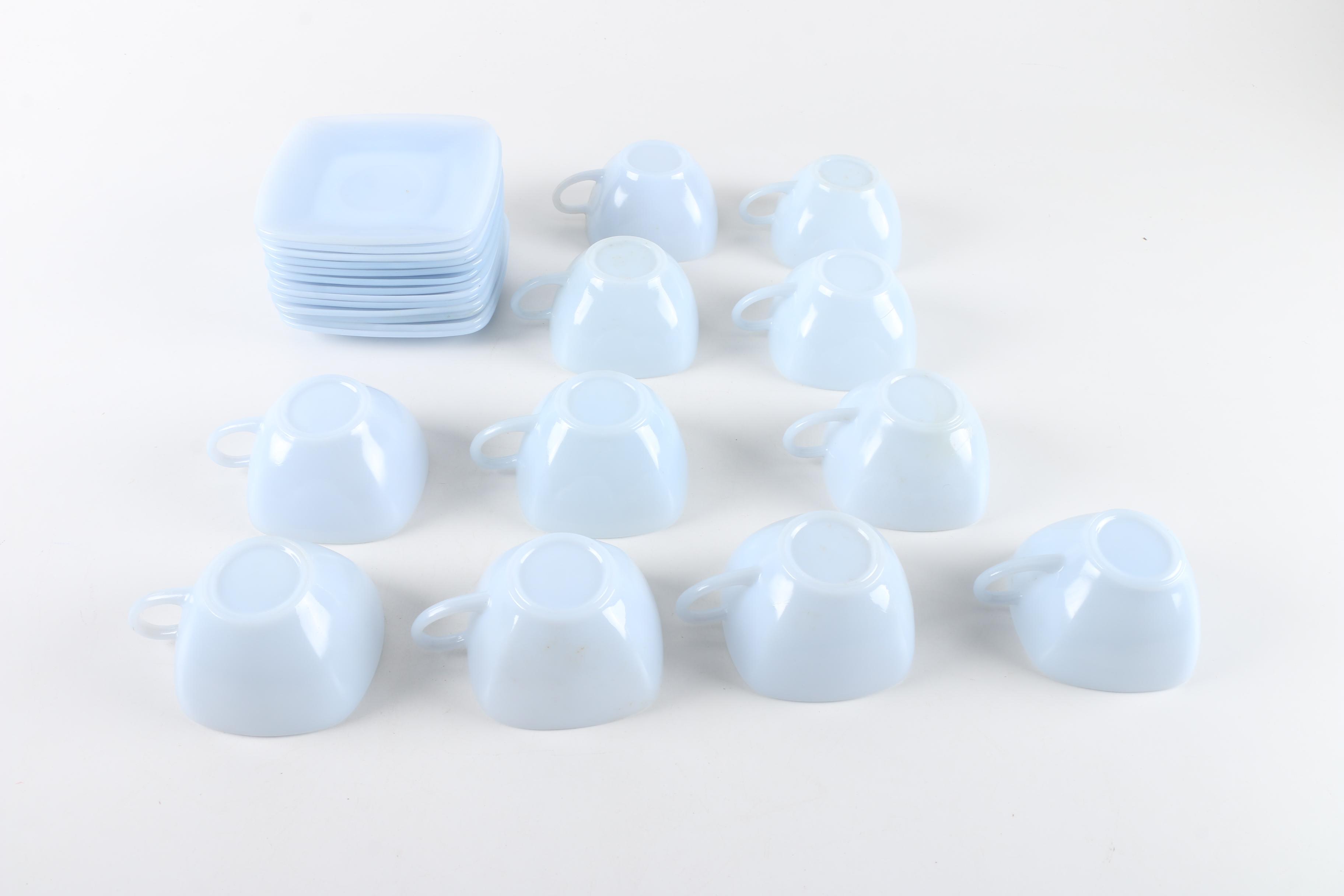 Vintage Anchor Hocking "Charm" Azurite Milk Glass Tableware