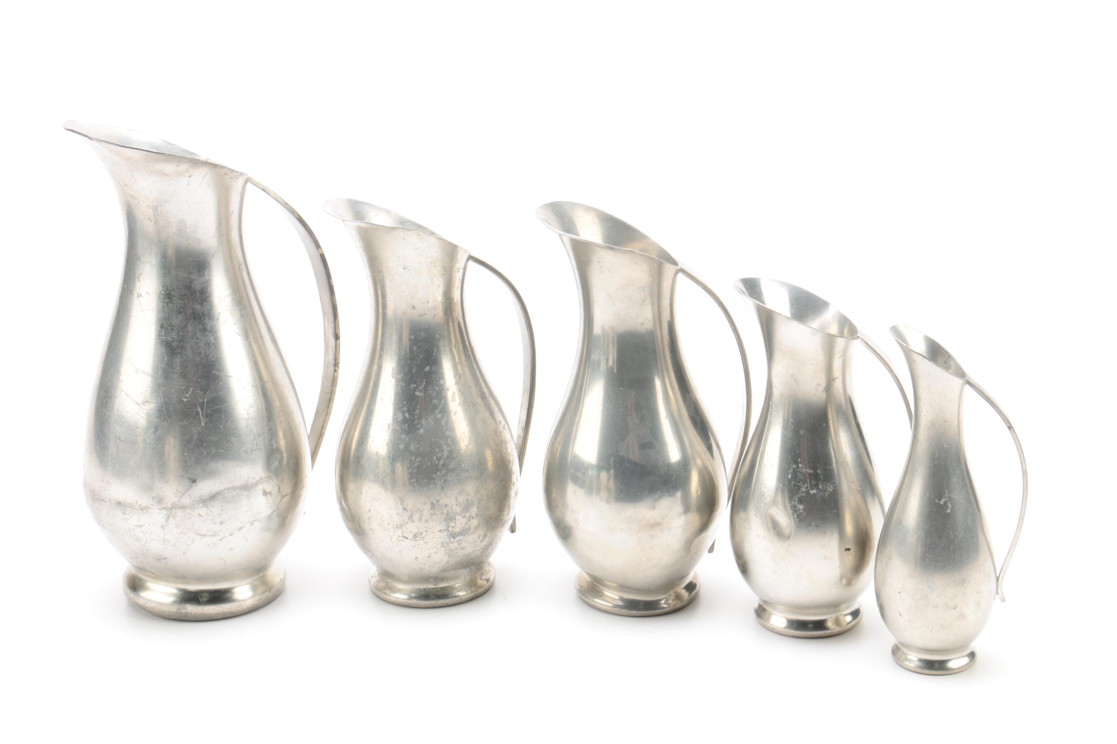 Royal Holland Pewter Carafes with Pewter Tankards