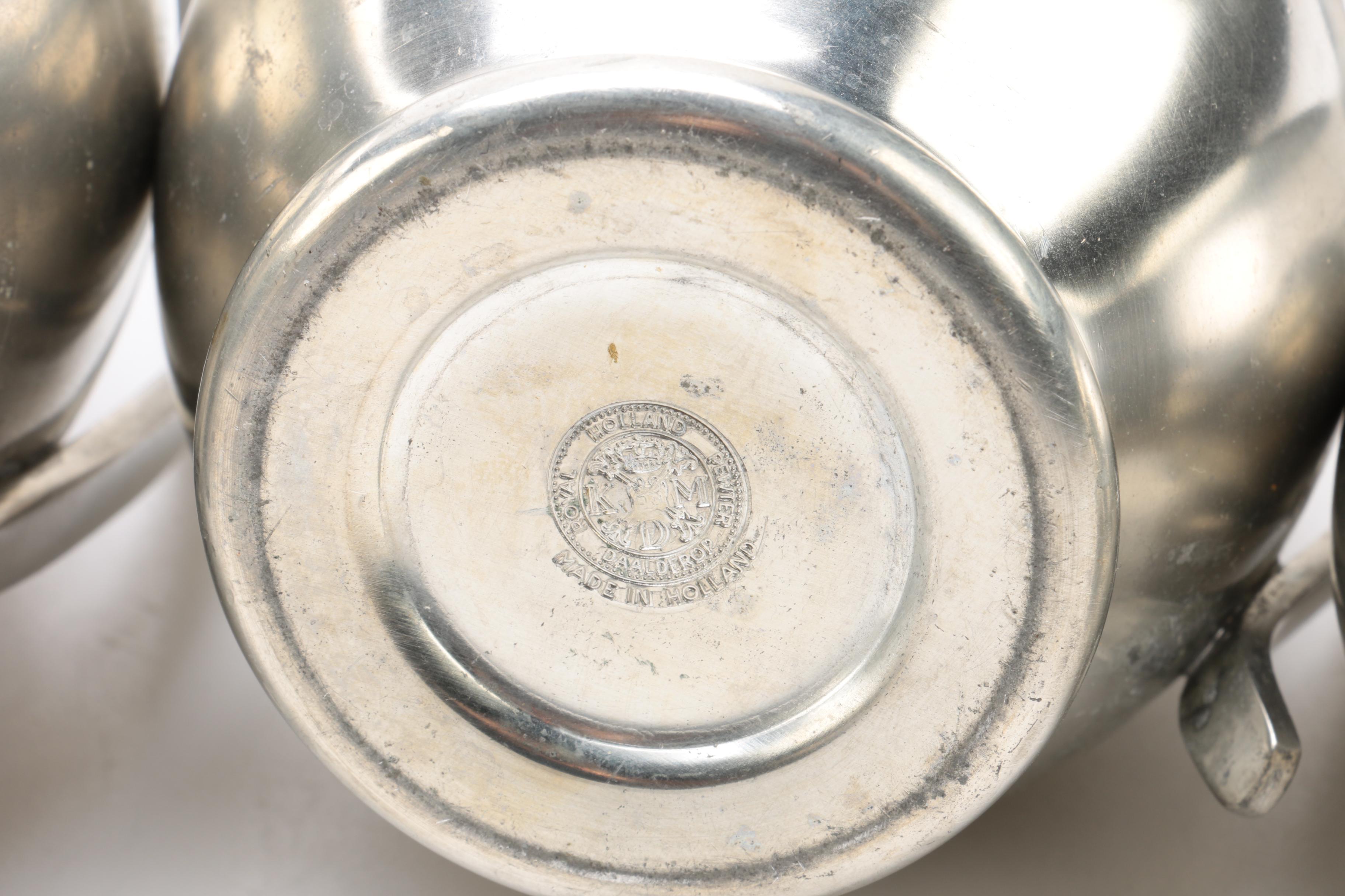 Royal Holland Pewter Carafes with Pewter Tankards