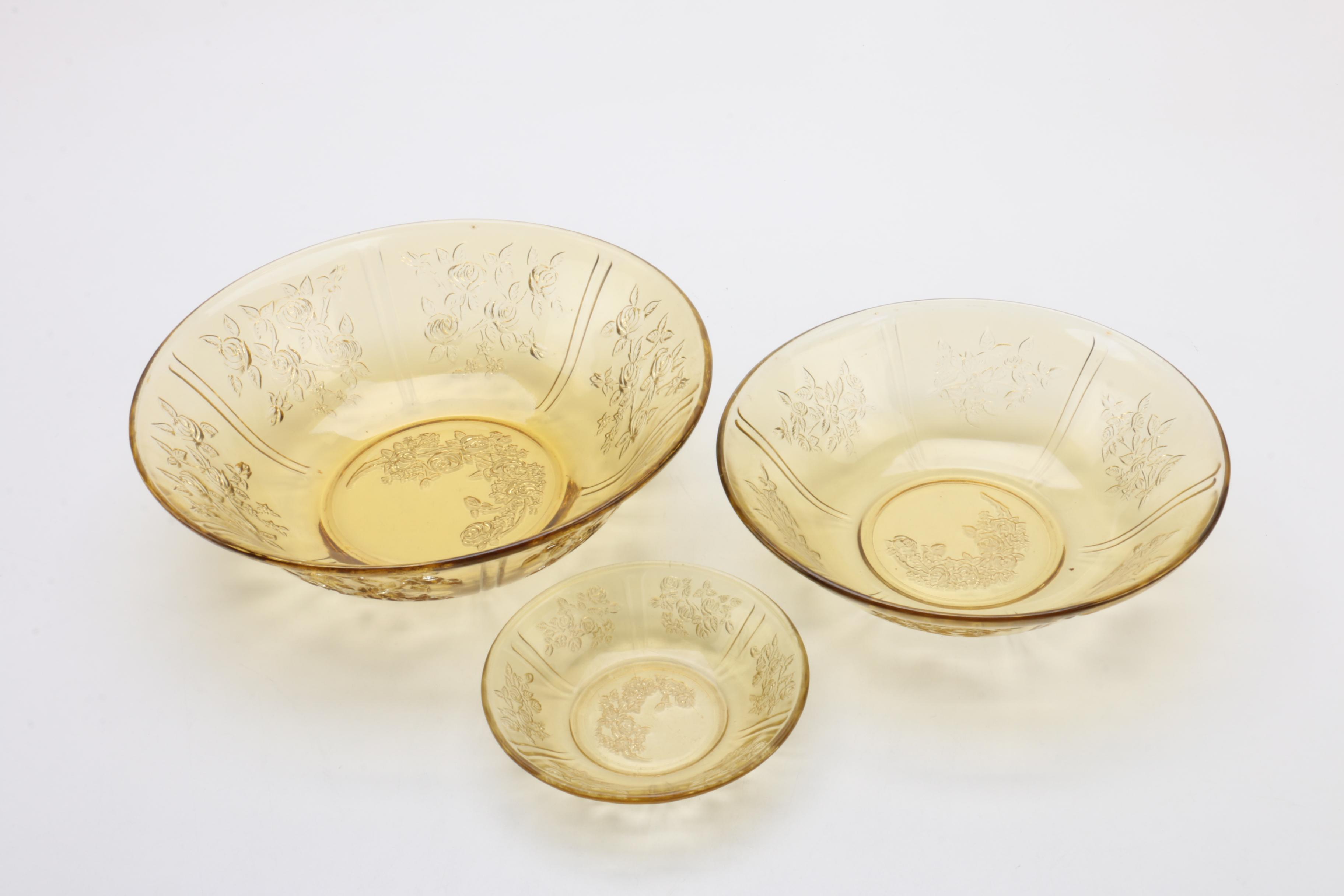 Vintage Federal "Sharon Amber" and Other Glass Tableware