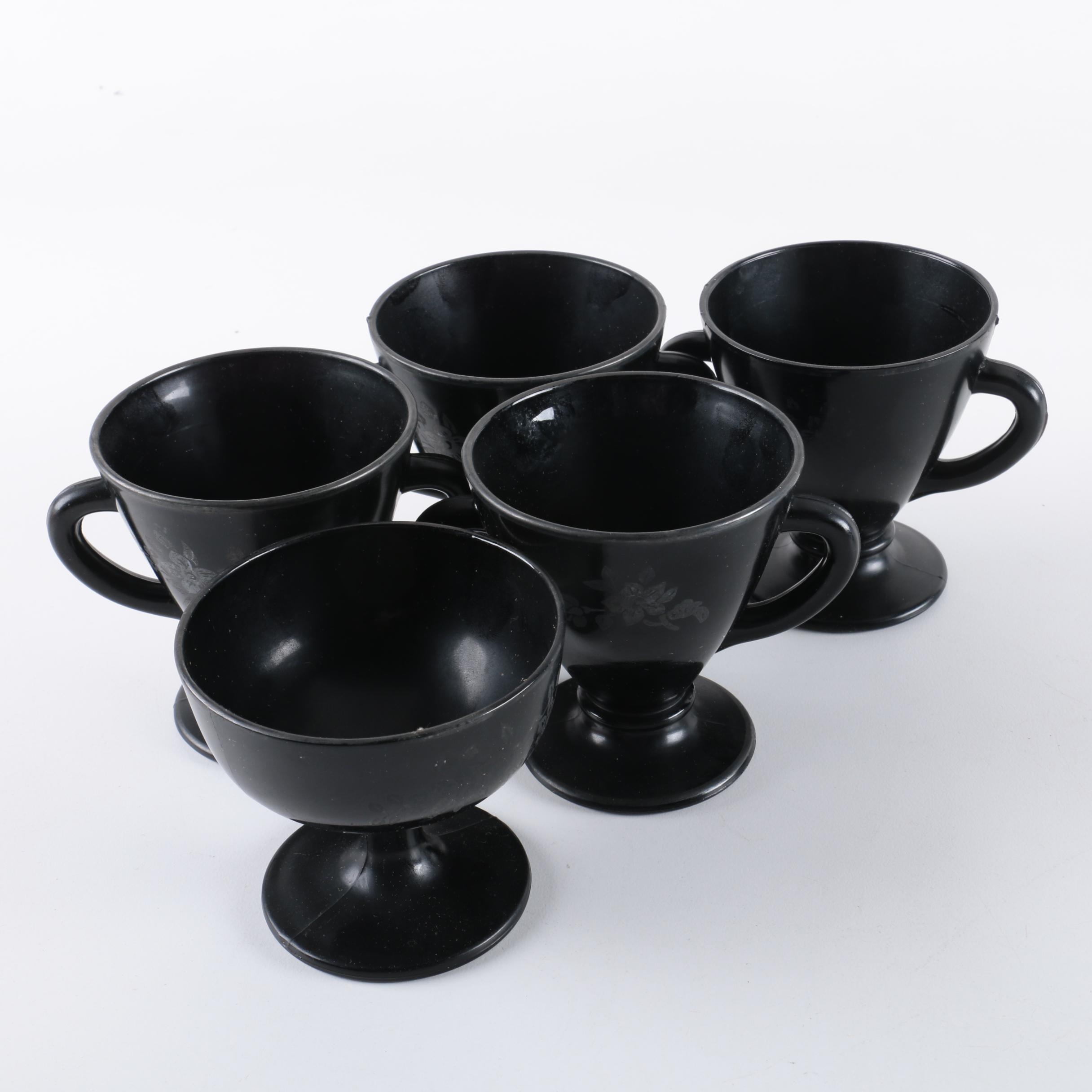 Smith Glass "Mt. Pleasant" Cake Plates and Amber Depression Glass Plates