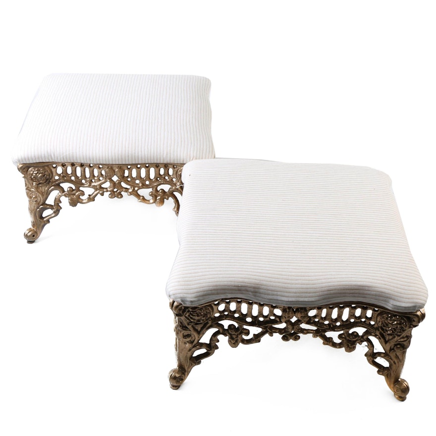 Pair of Cast Iron Gothic Style Footstools