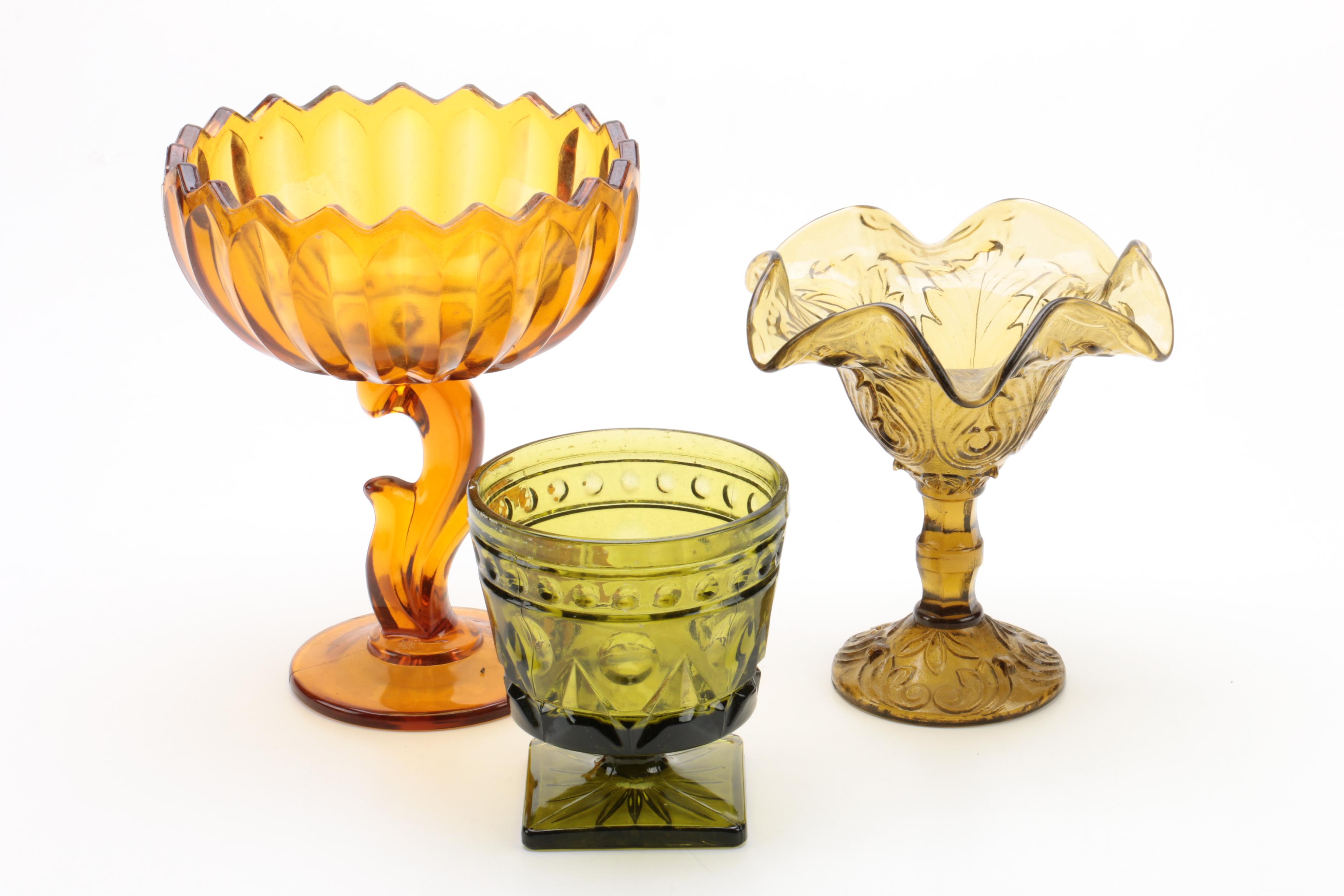 Vintage Glassware Including Indiana "Lotus Flower" and Federal "Madrid Amber"