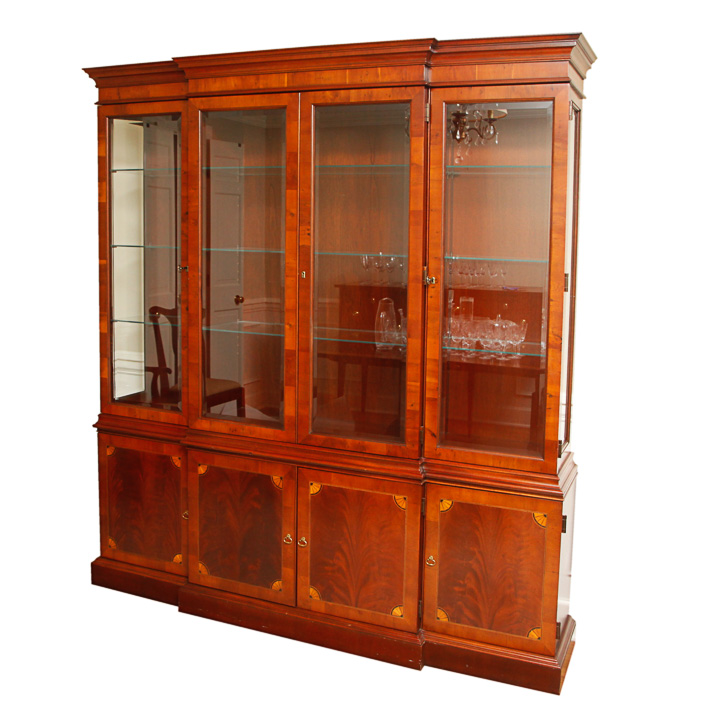 Vintage Federal Style Breakfront China Cabinet by Hekman