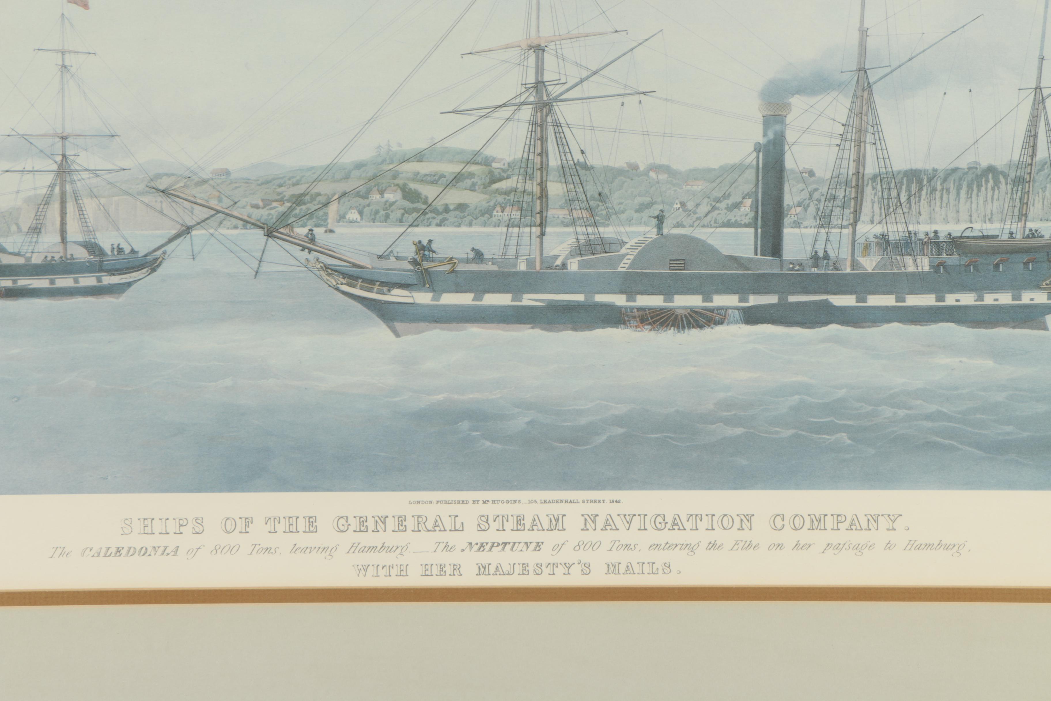 Offset Lithograph After Huggins "Ships of The General Steam Navigation Company"