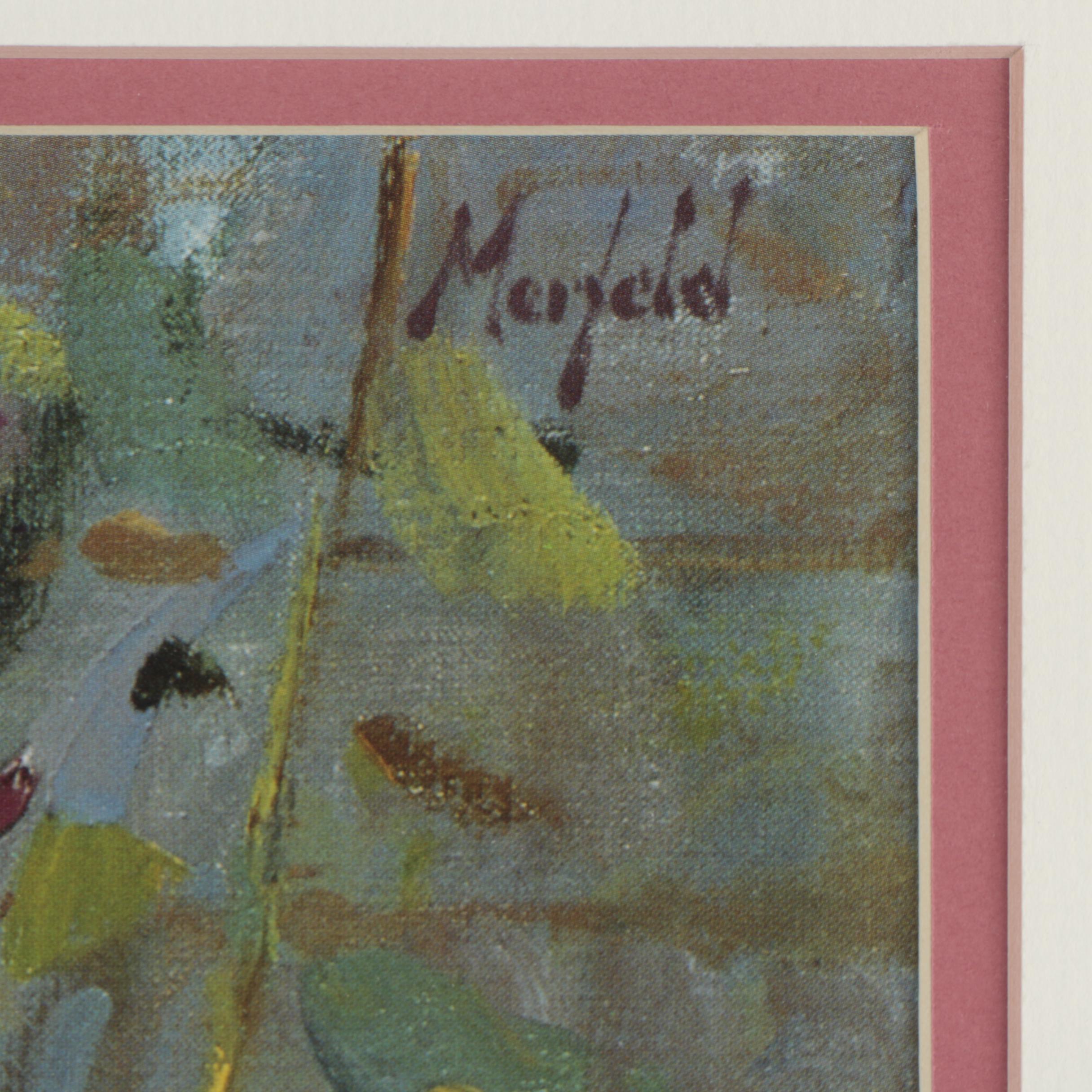 Offset Lithograph Print After Gerald Merfeld "Hollyhock Child"