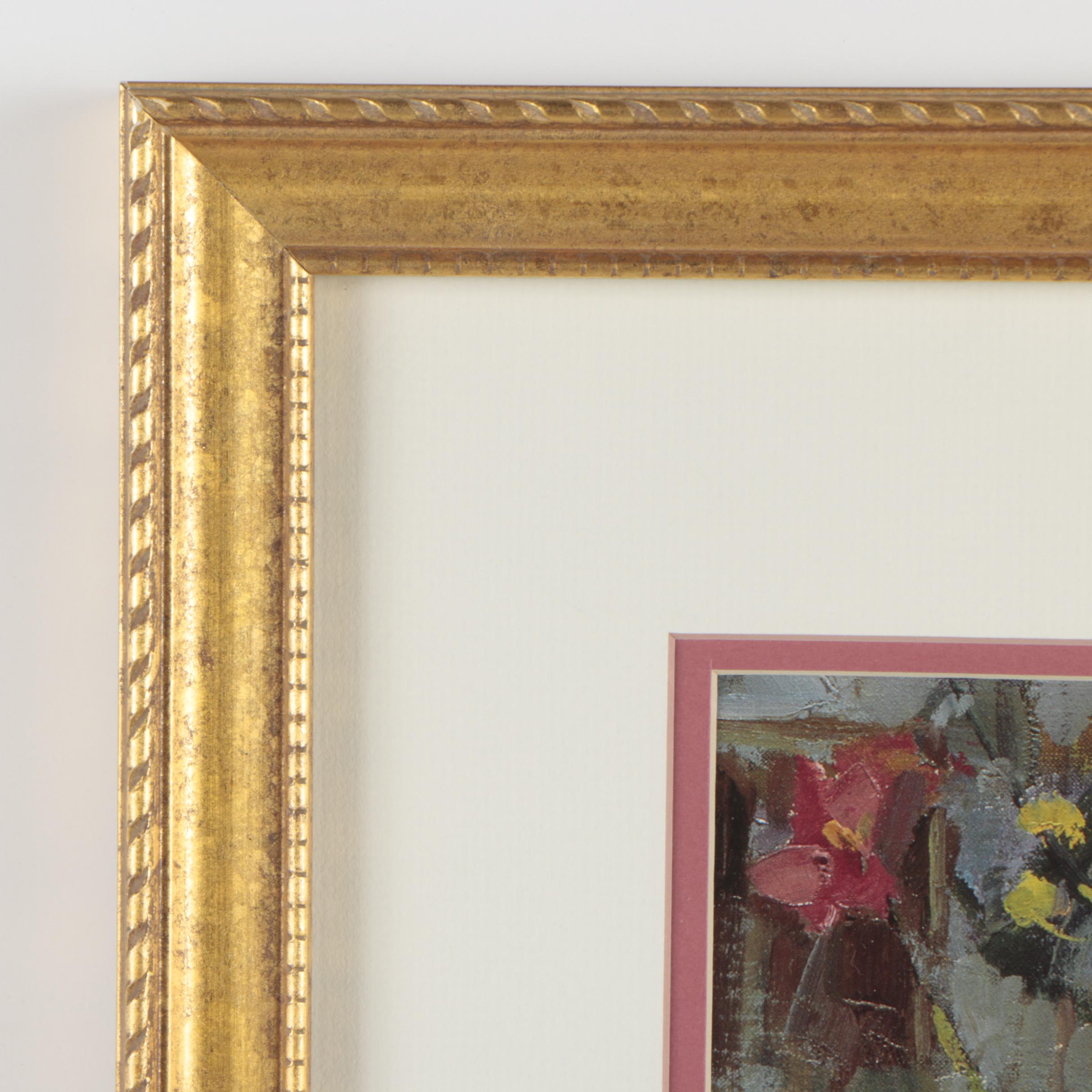 Offset Lithograph Print After Gerald Merfeld "Hollyhock Child"