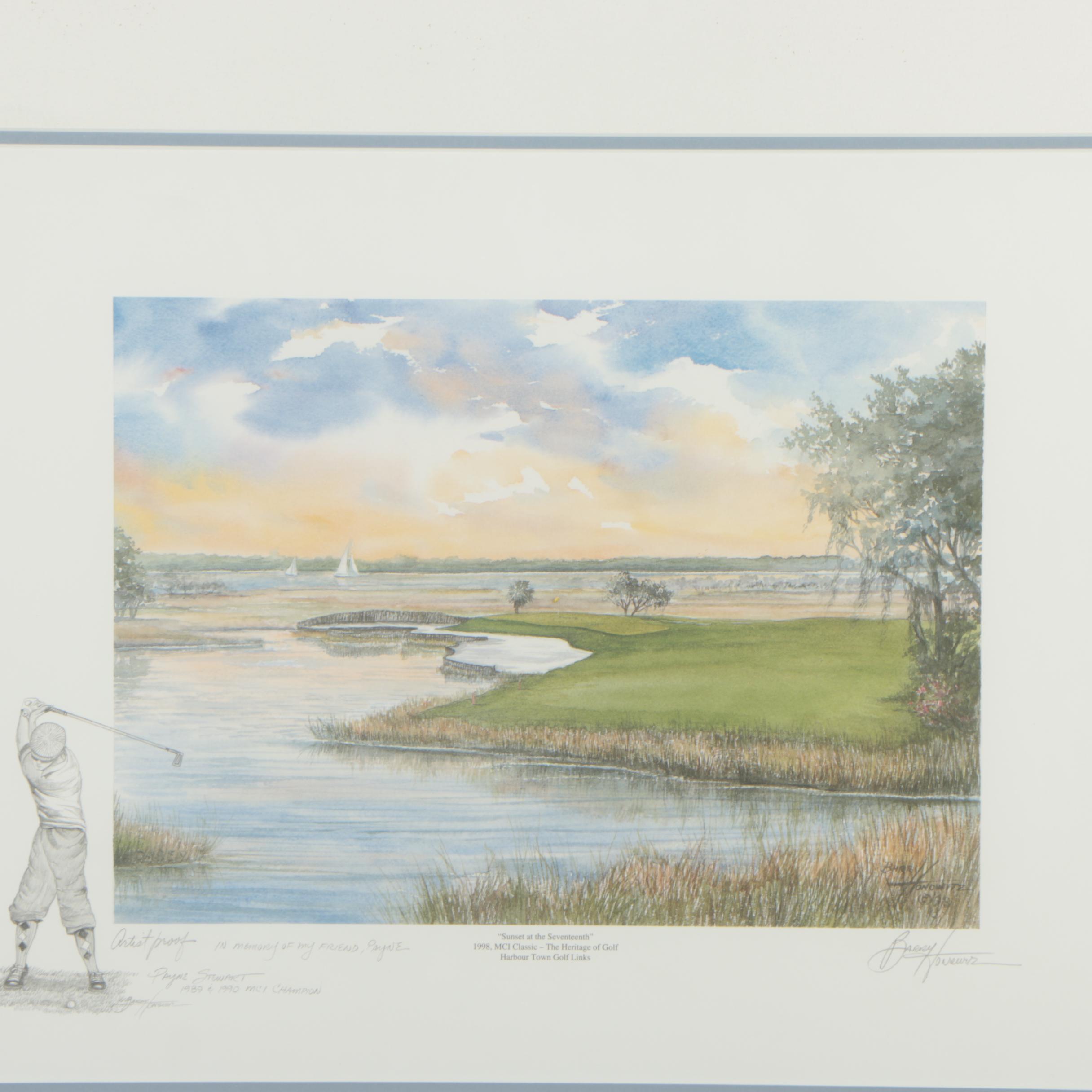 Barry Honowitz Artist Proof Offset Lithograph "Sunset at the Seventeenth"