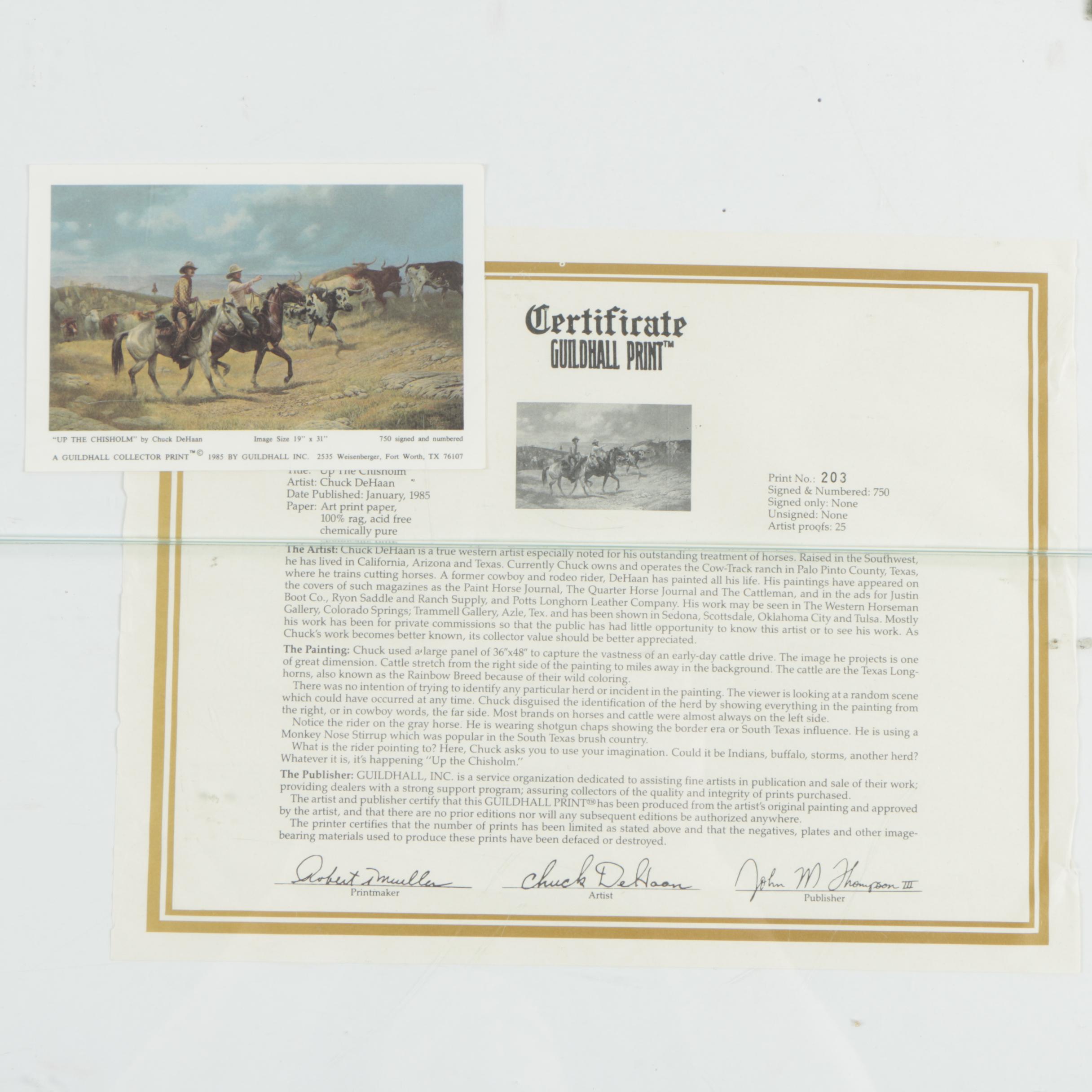 Chuck DeHaan Limited Edition Offset Lithograph "Up The Chisholm"