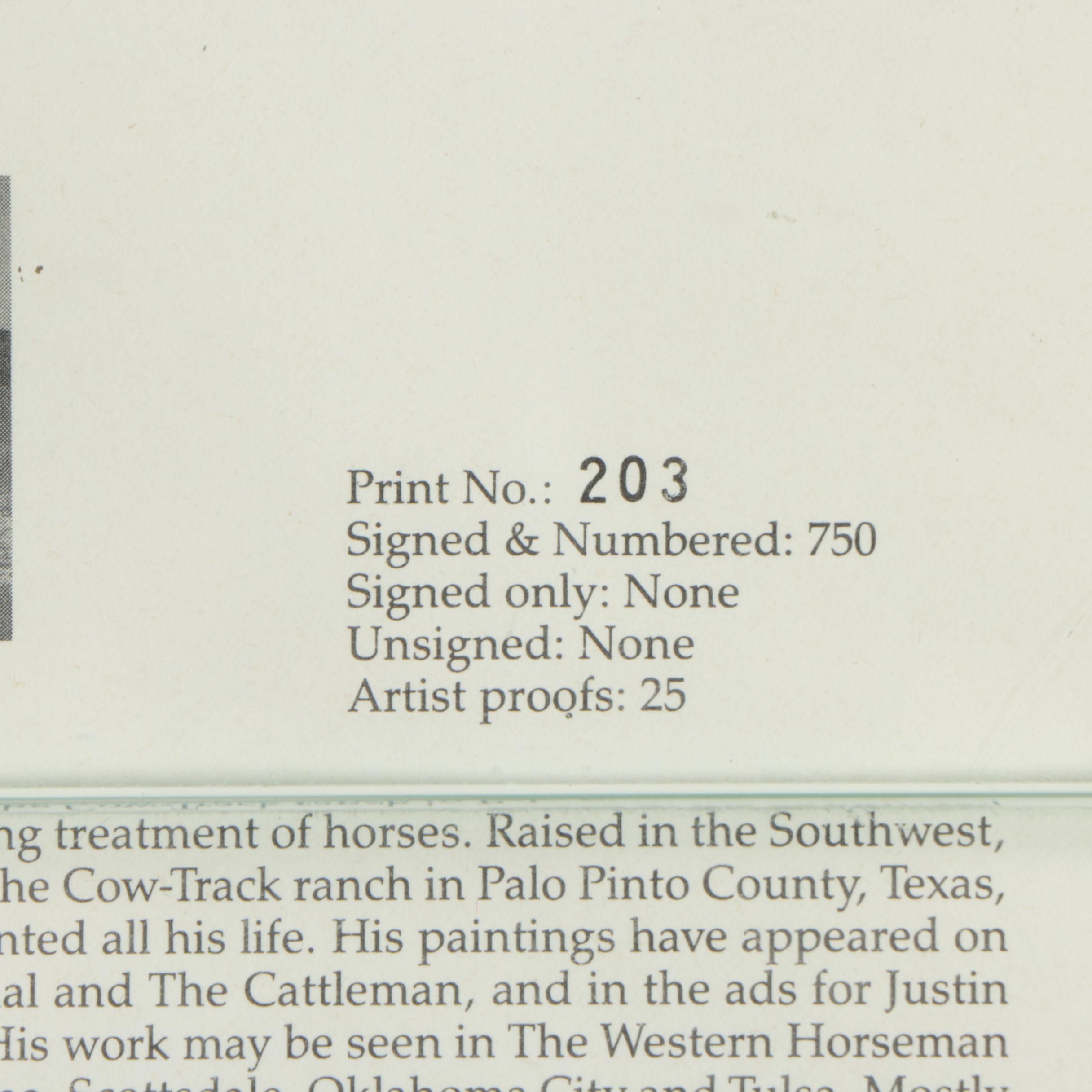 Chuck DeHaan Limited Edition Offset Lithograph "Up The Chisholm"