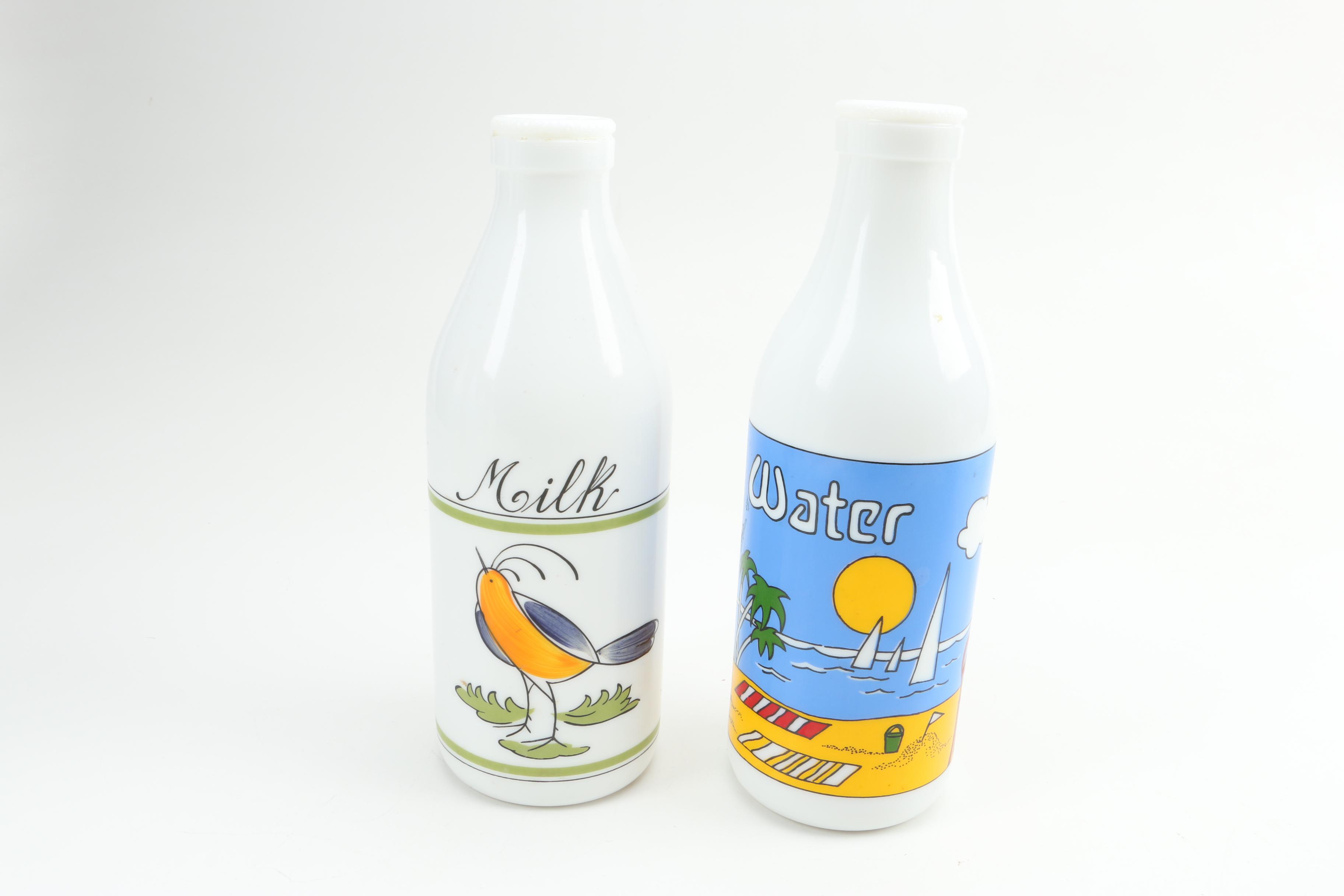 Milk Glass Carafes and Cups