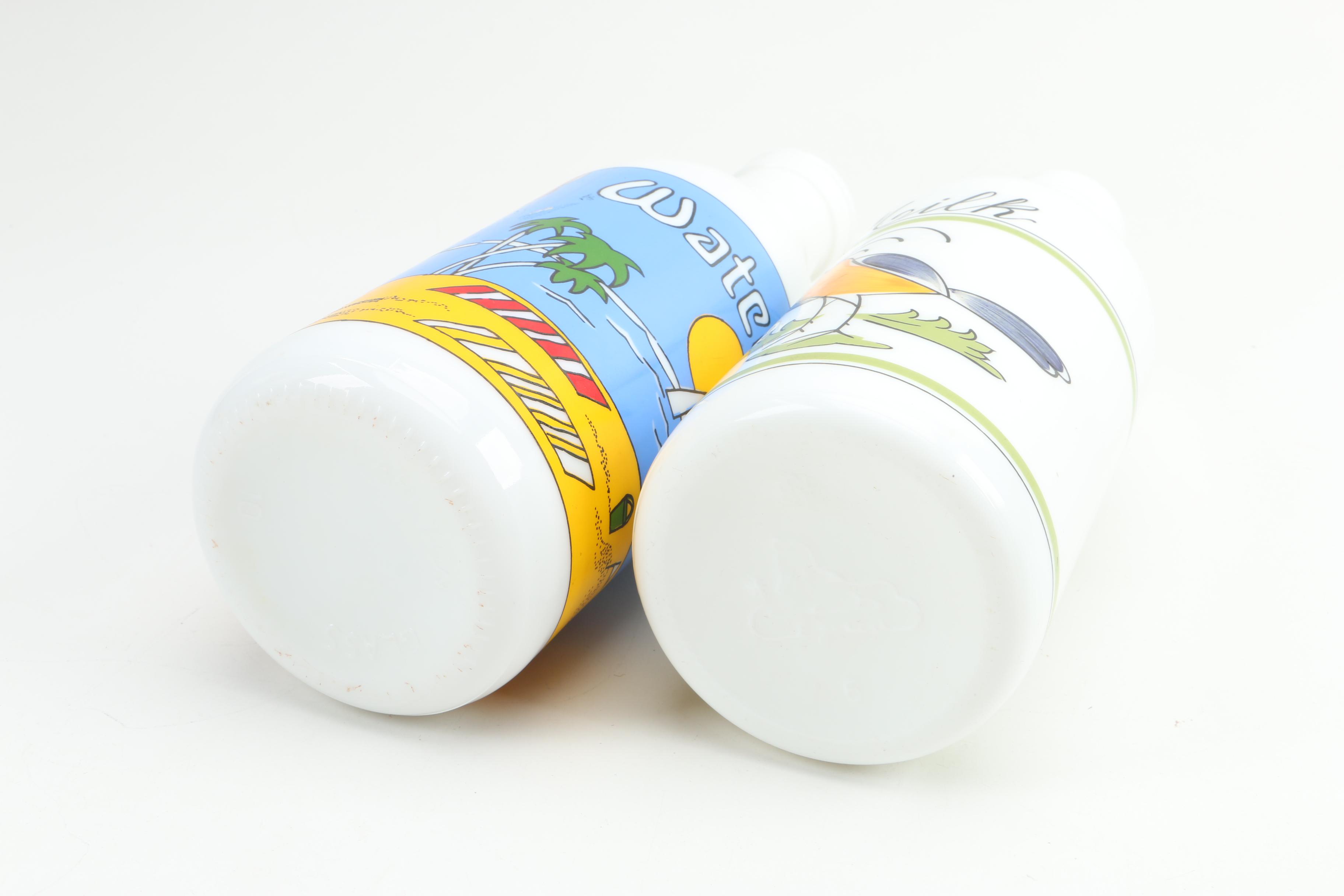 Milk Glass Carafes and Cups