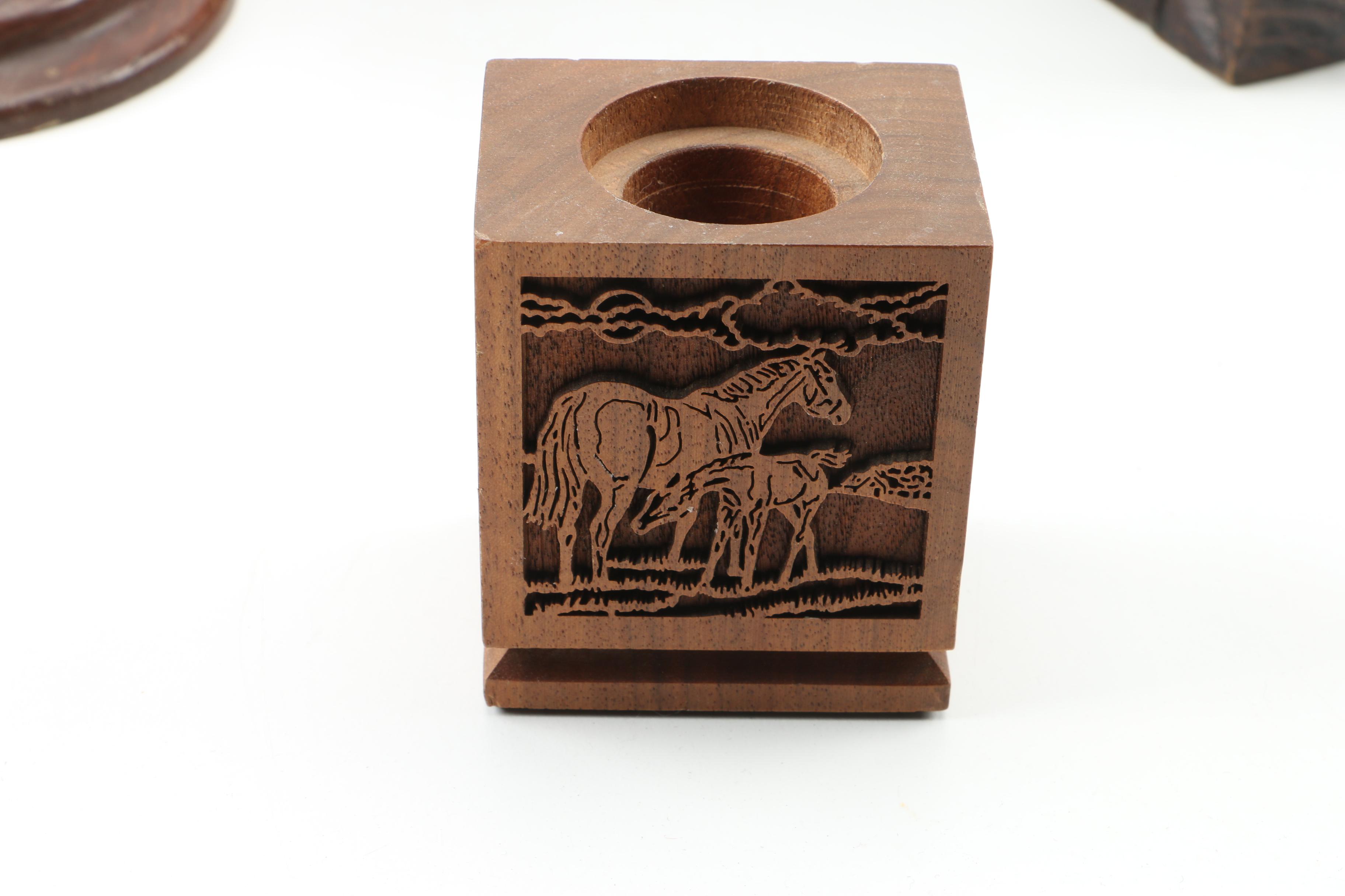 Group of Wooden Candlesticks