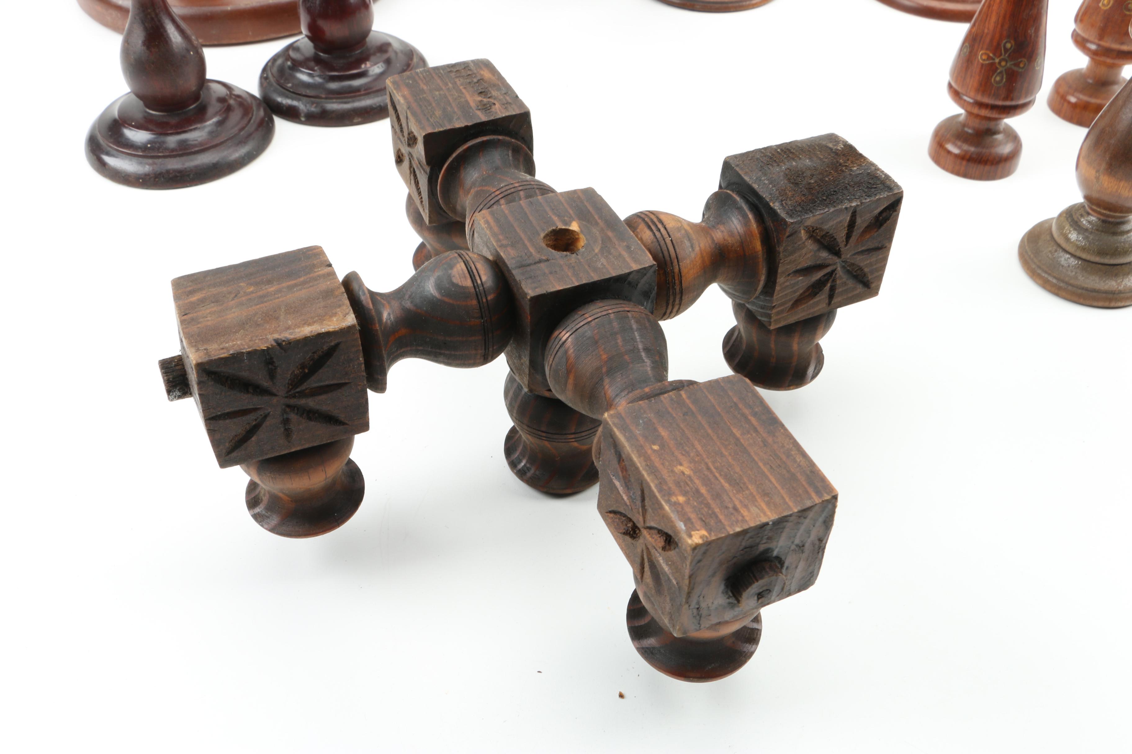 Group of Wooden Candlesticks