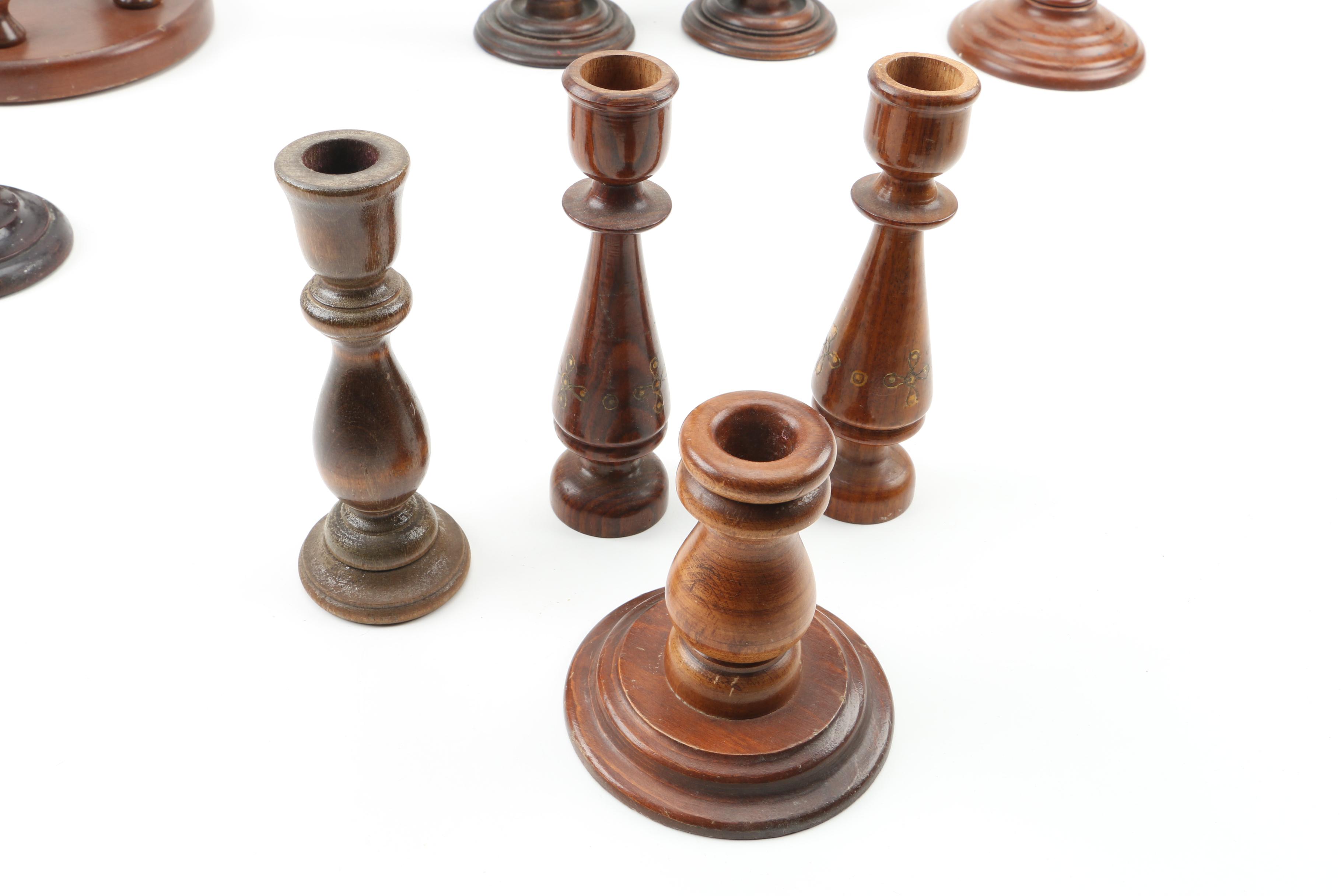 Group of Wooden Candlesticks