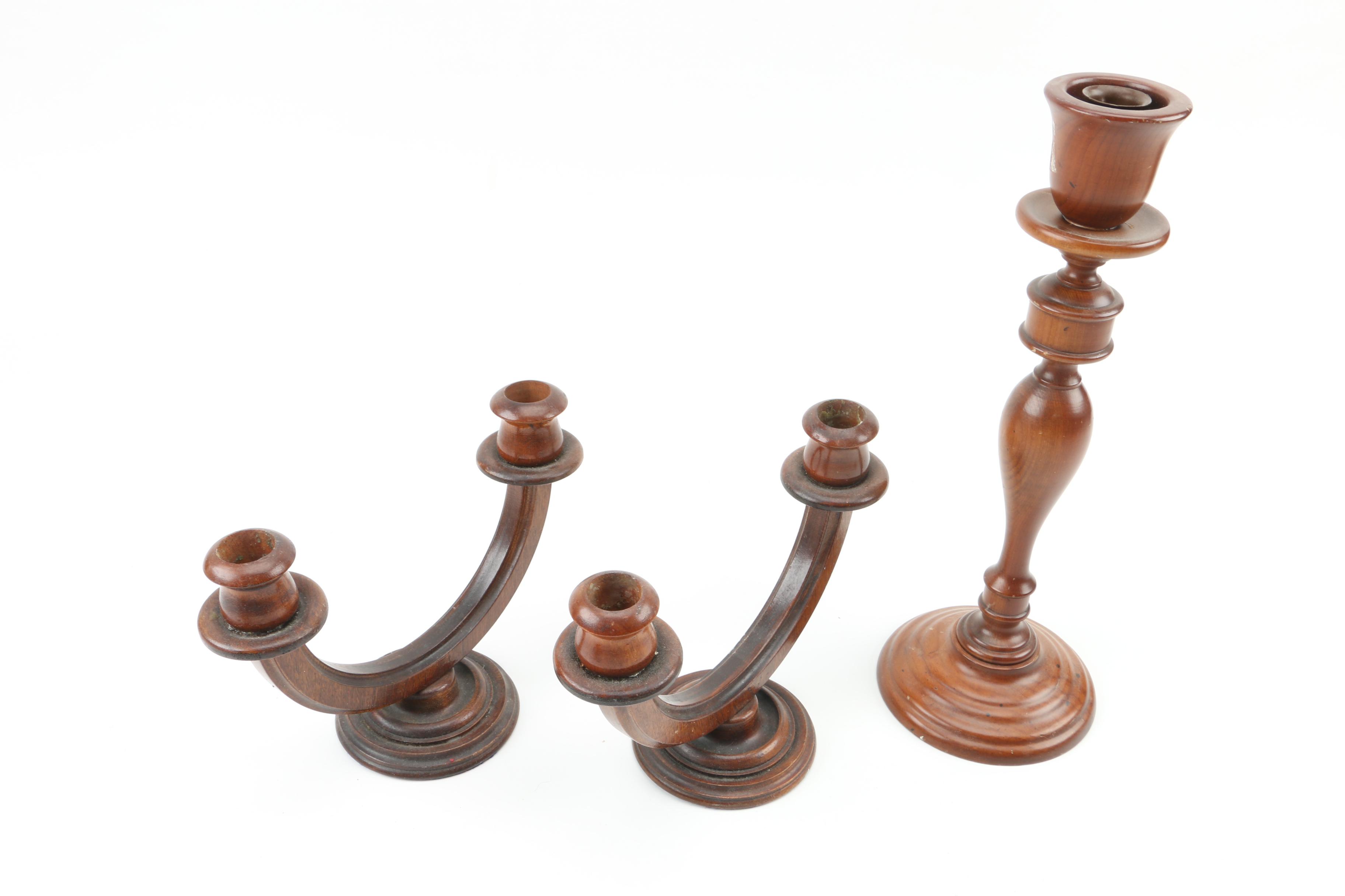 Group of Wooden Candlesticks