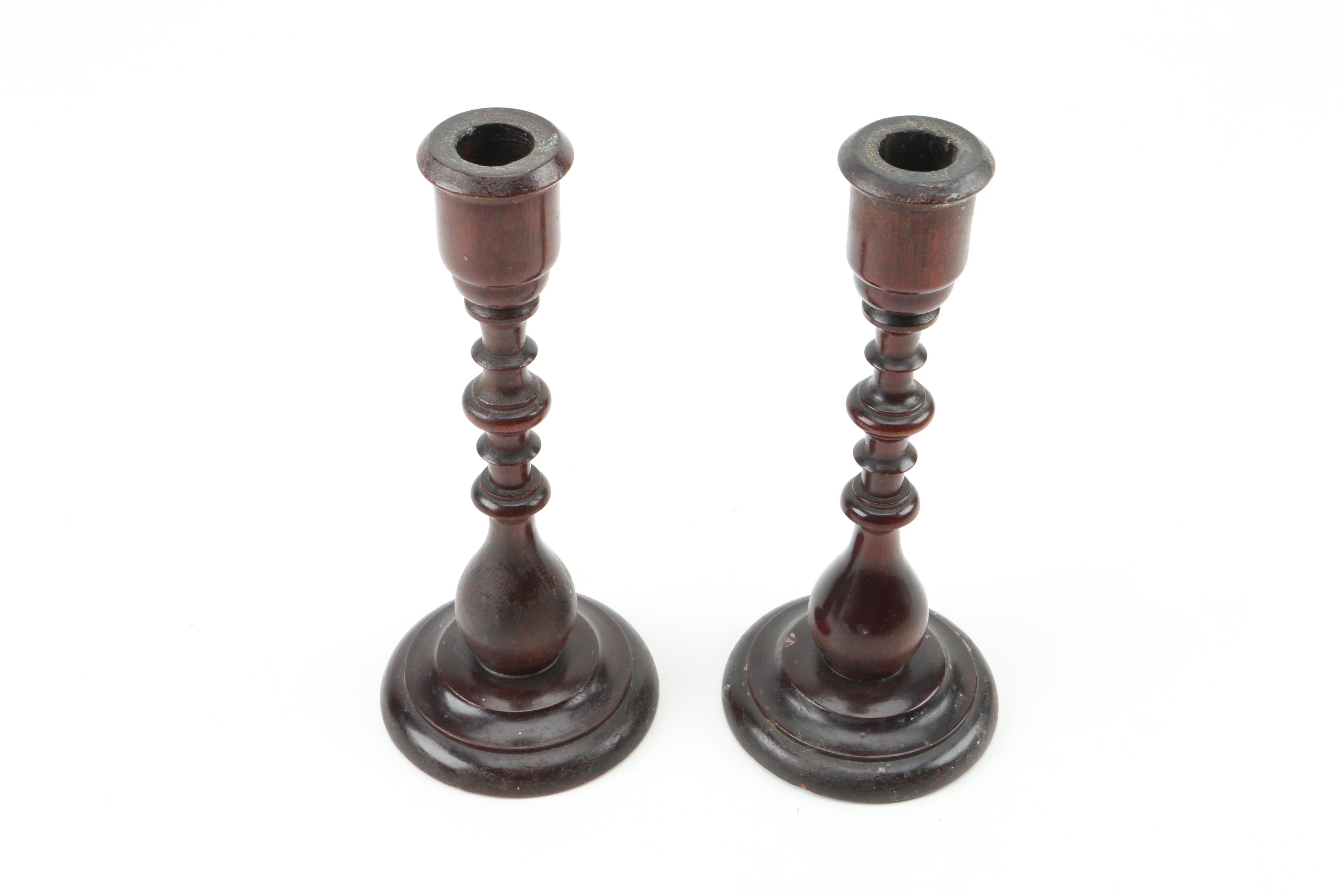 Group of Wooden Candlesticks