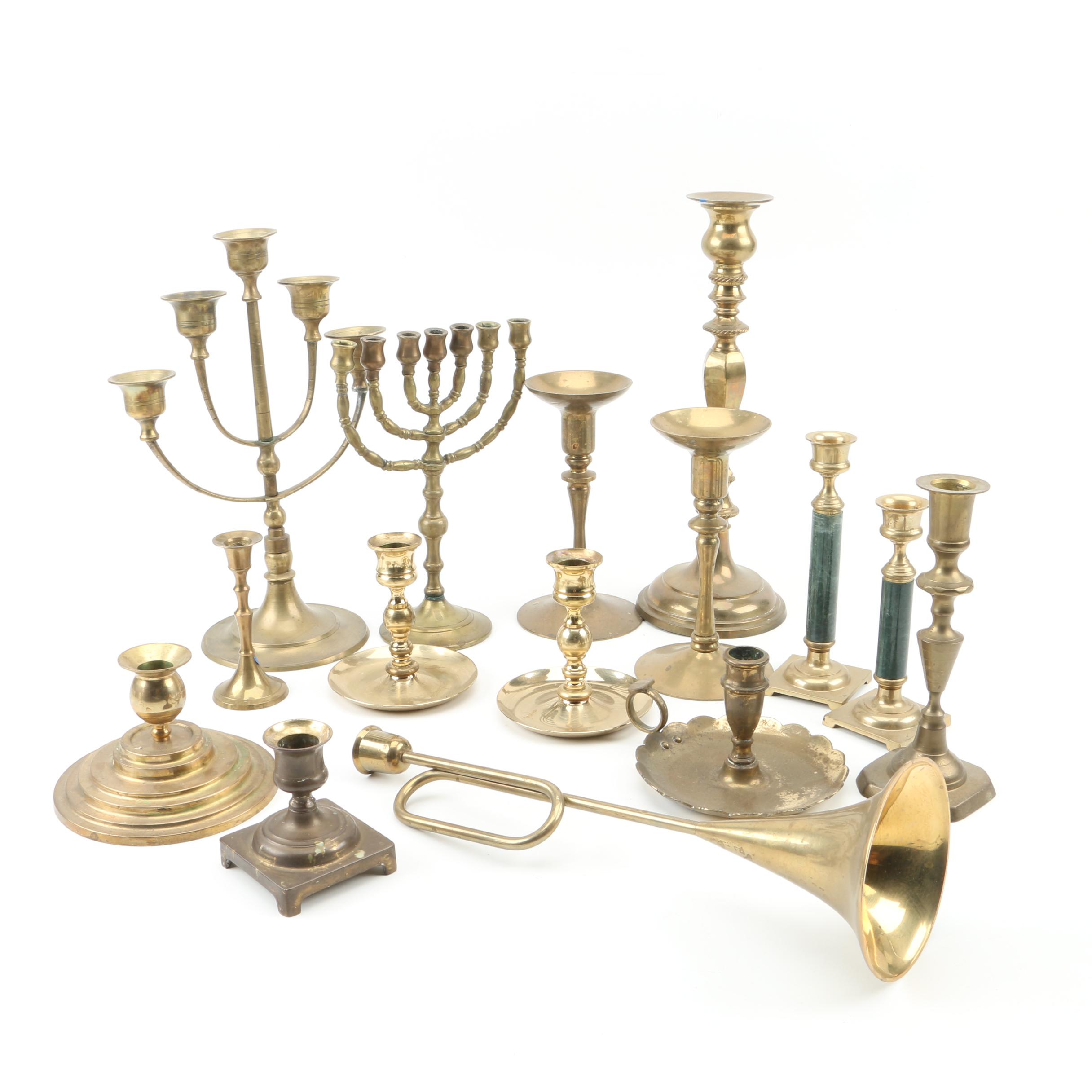 Brass Menorah, Candelabra and Candlesticks