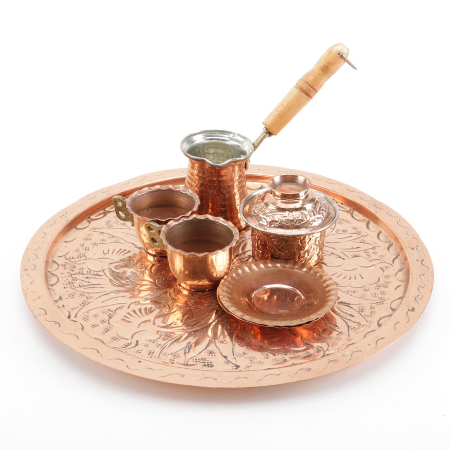 Copper Serving Tray and Hollowware