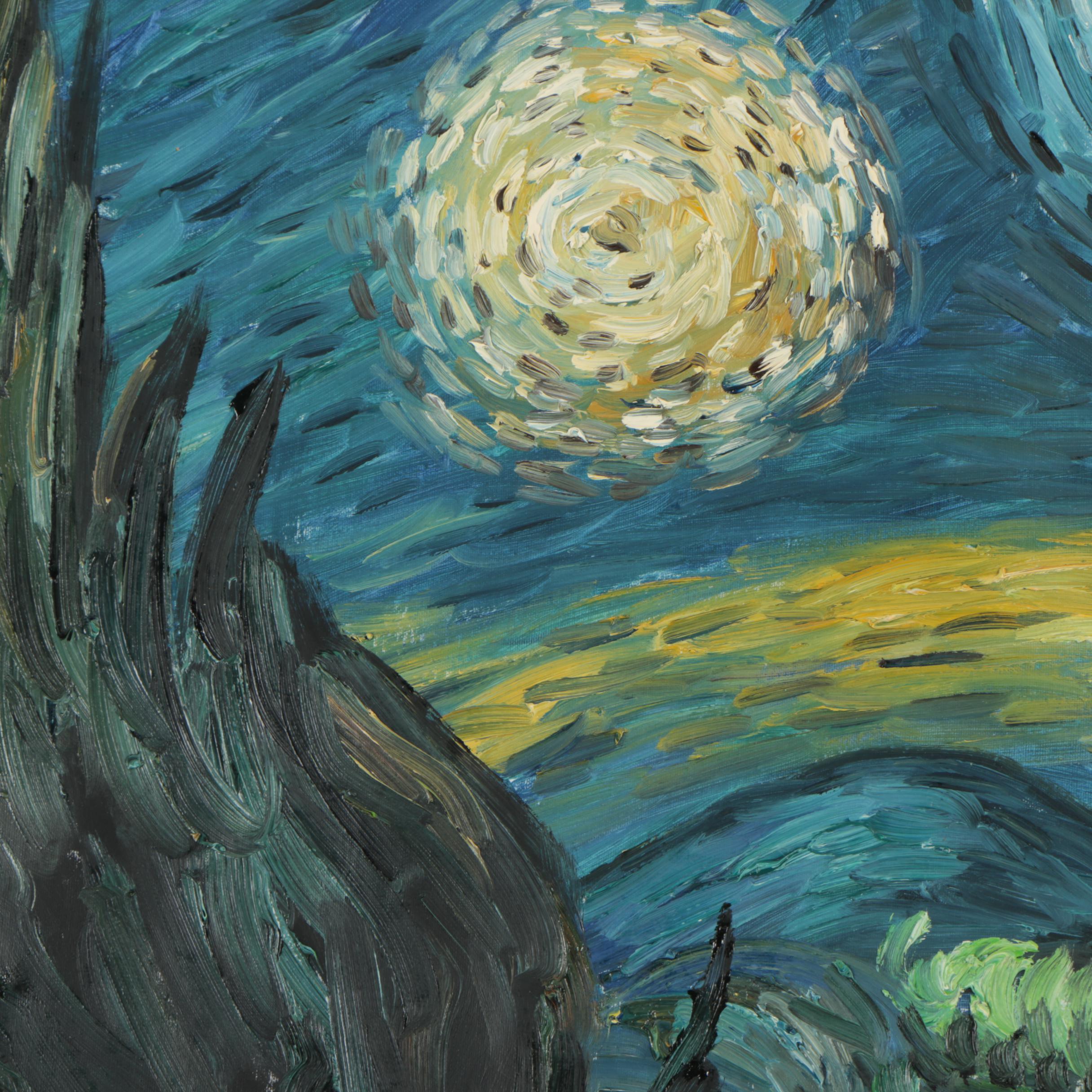 Copy Oil Painting After Vincent Van Gogh's "Starry Night"