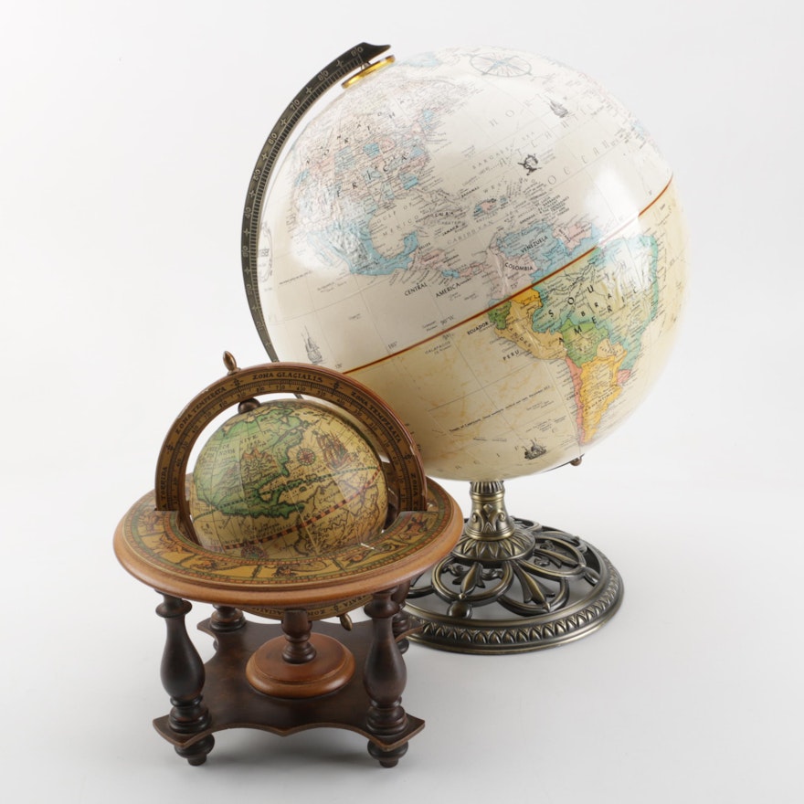 Globemaster Traditional and Italian Lacquered Papier-mâché and Wood Globes