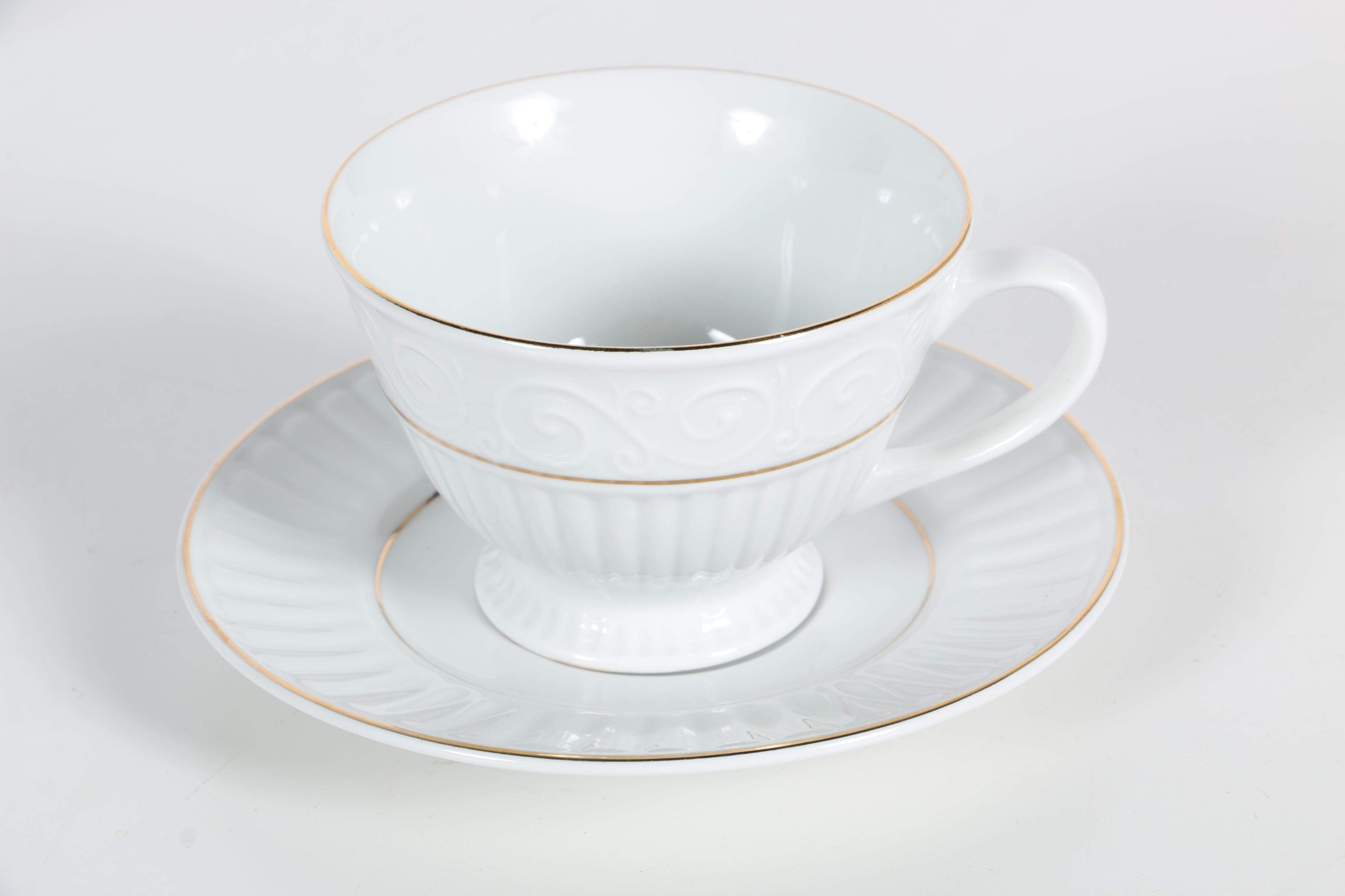 Gibson "Claremont Gold" Footed Cups and Saucers