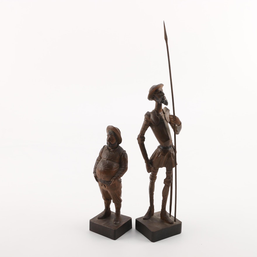 Ouro Wooden Don Quixote and Sancho Panza Figurines