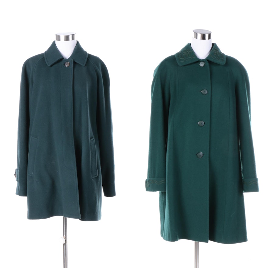 Women's Vintage Green Wool Blend Coats Including London Fog and Alorna