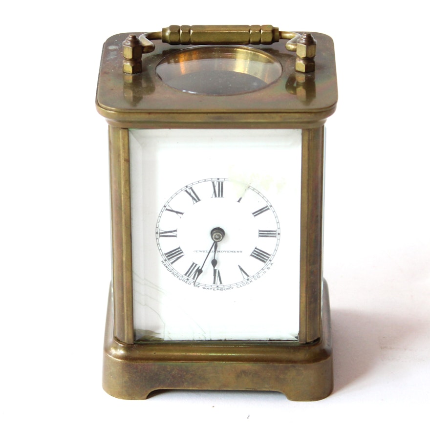 Antique Brass Waterbury Carriage Clock