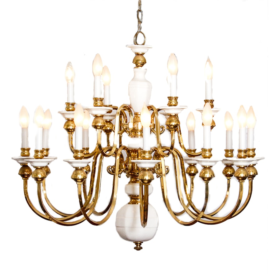 Ceramic and Brass Hanging Chandelier