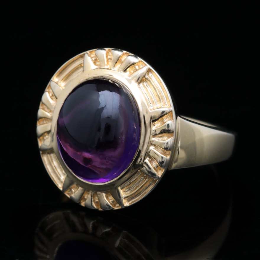 Gold Wash on Sterling Silver and Imitation Amethyst Ring
