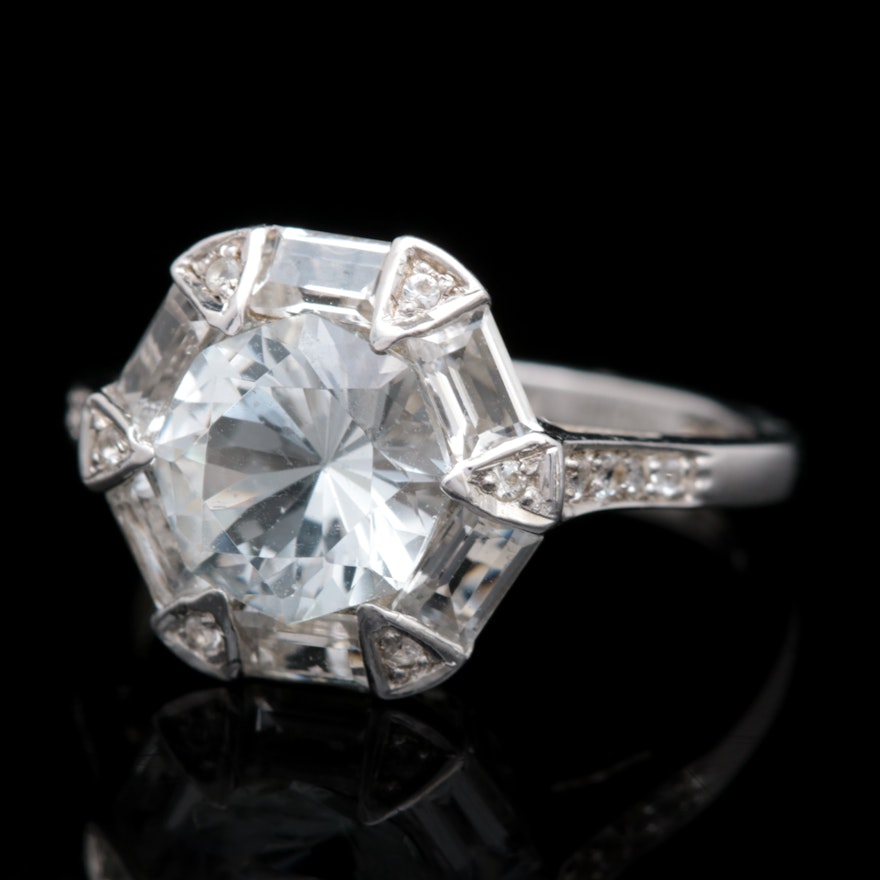 Sterling Silver and White Topaz Ring