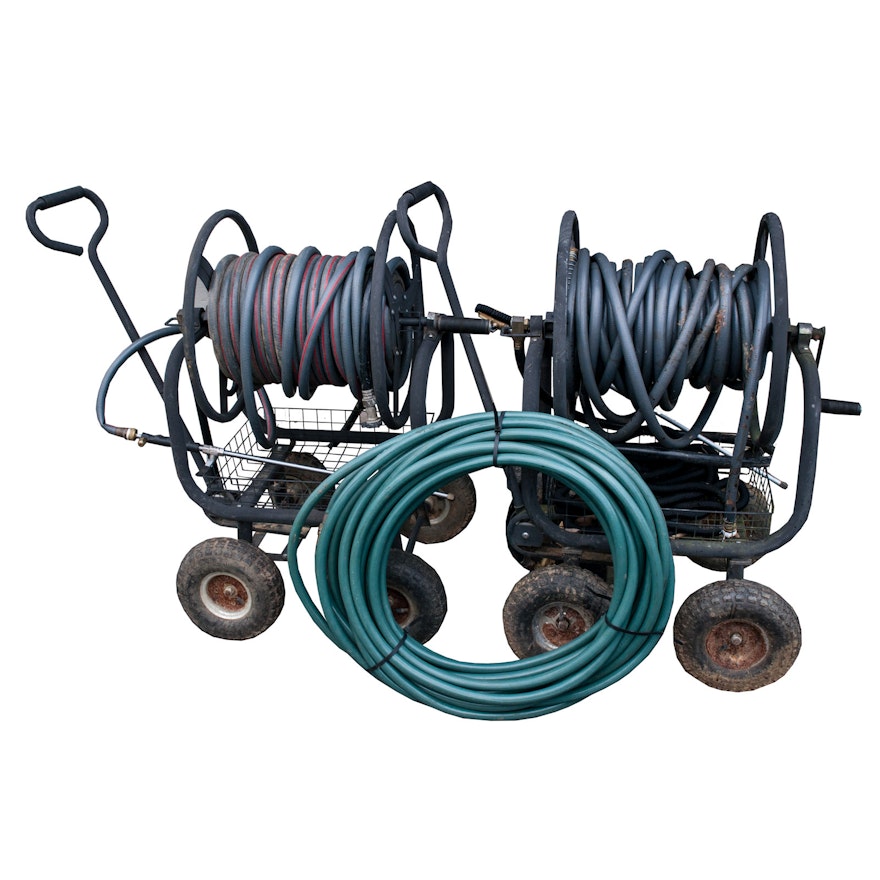 Rankam Water Hose Reel Carts with Pressure Wash Nozzles