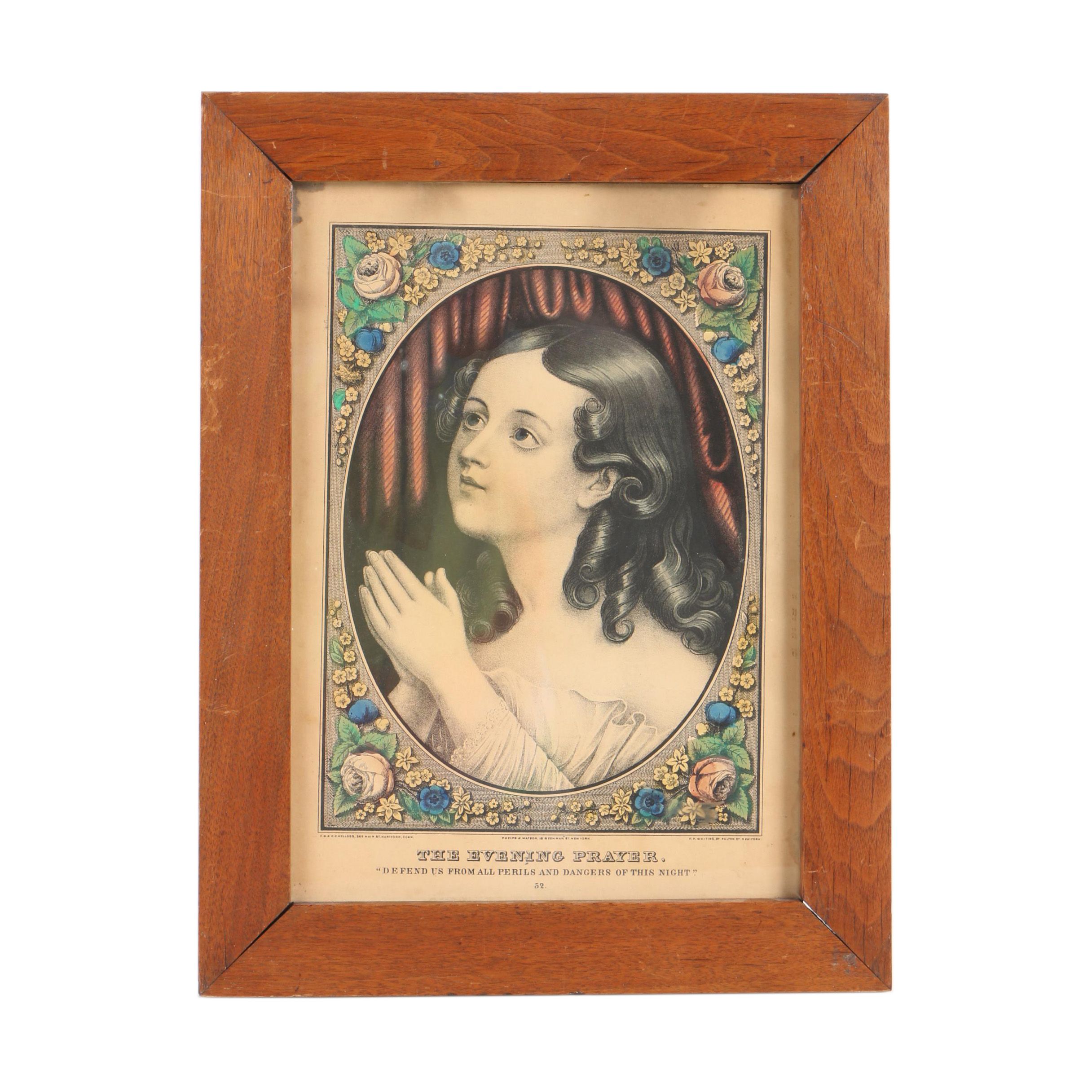 Hand-Colored Lithograph "The Evening Prayer"