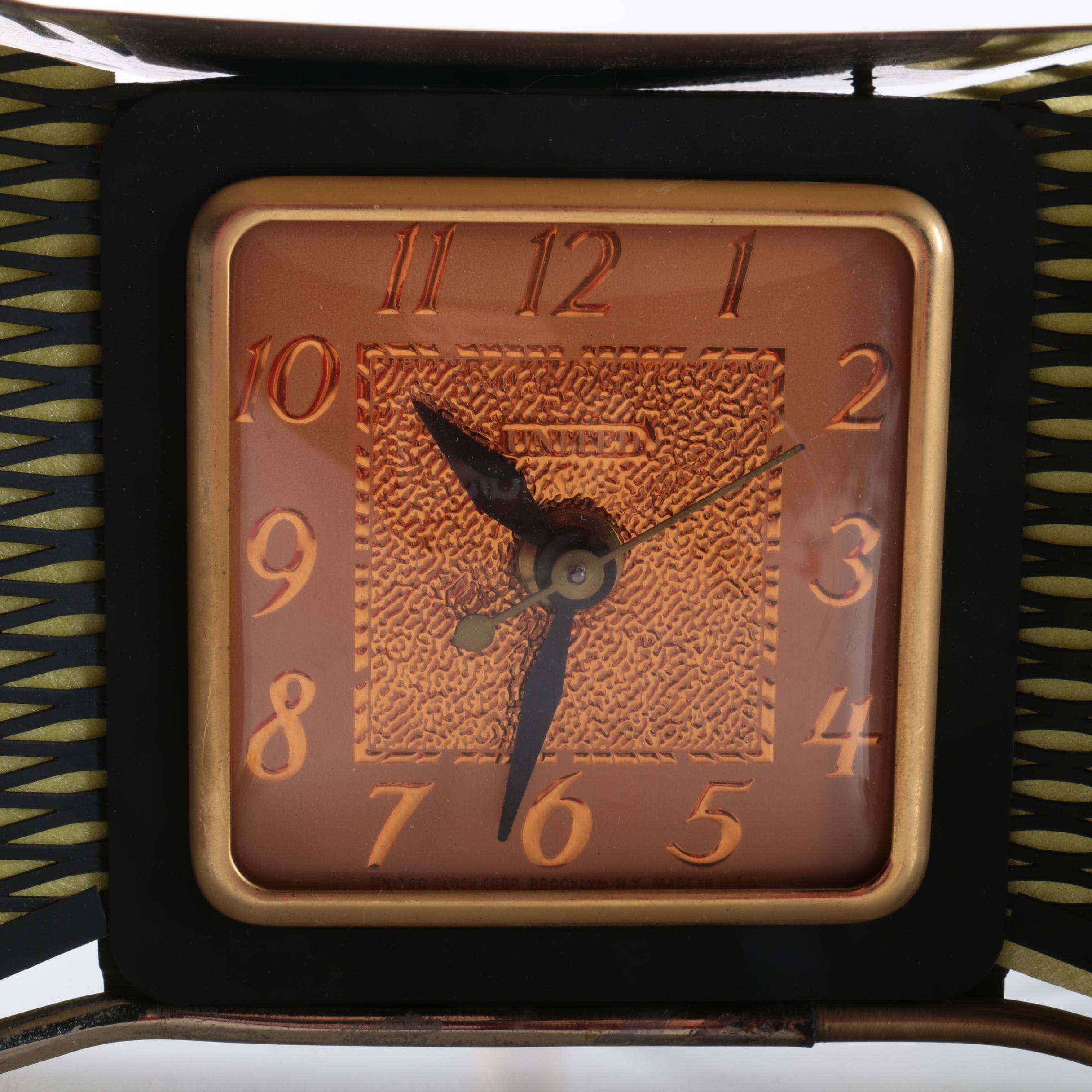 Mid Century Modern United Clock Co. Bow Tie Mantel Clock