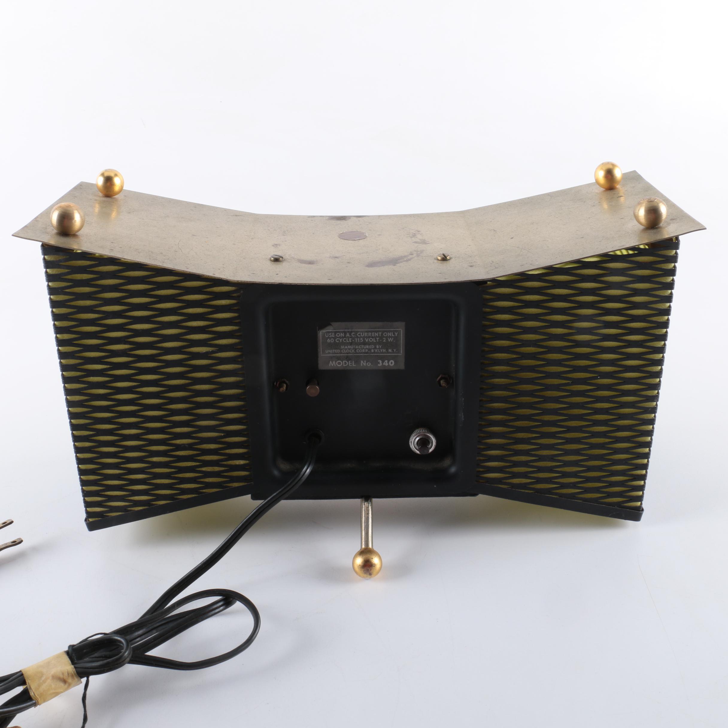 Mid Century Modern United Clock Co. Bow Tie Mantel Clock