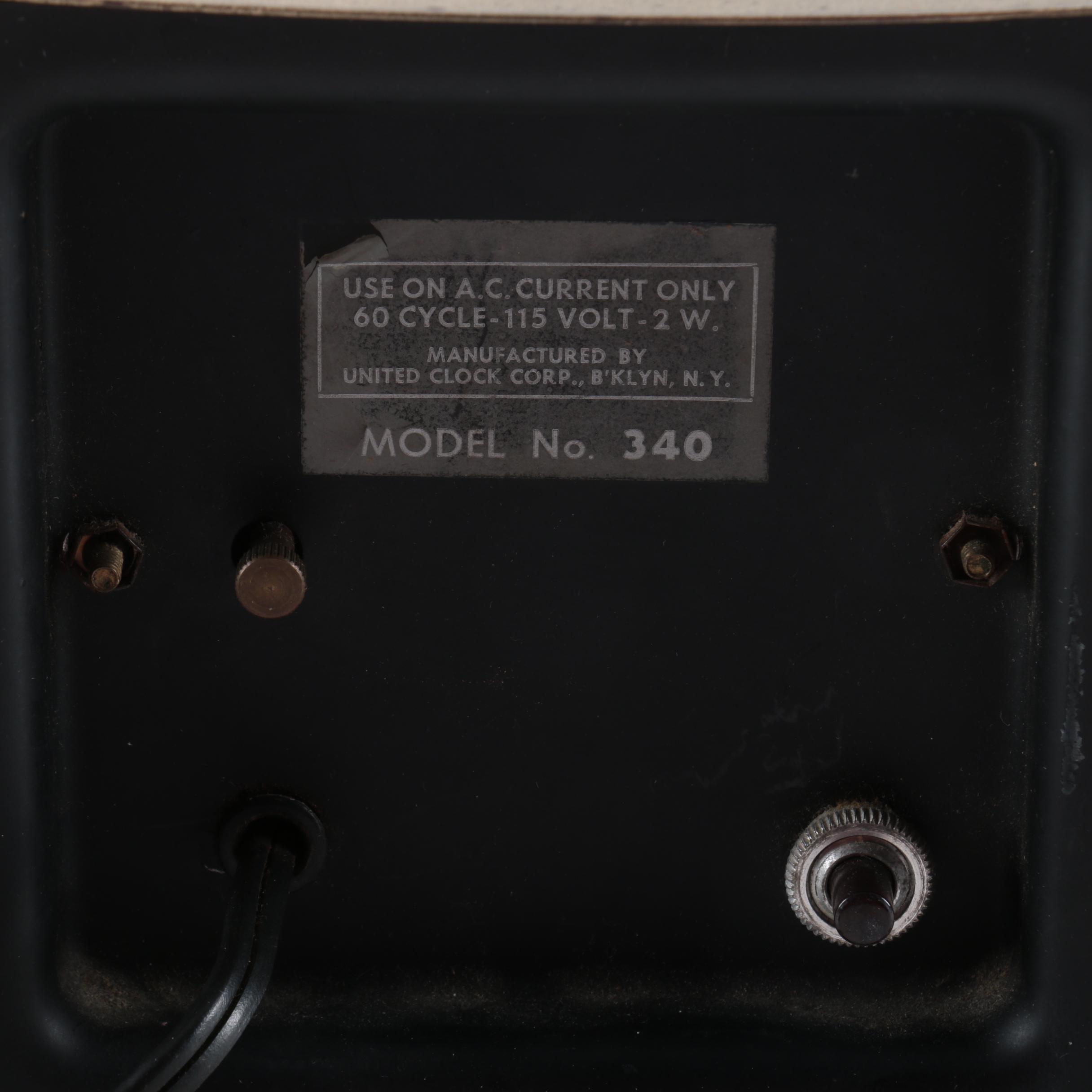 Mid Century Modern United Clock Co. Bow Tie Mantel Clock