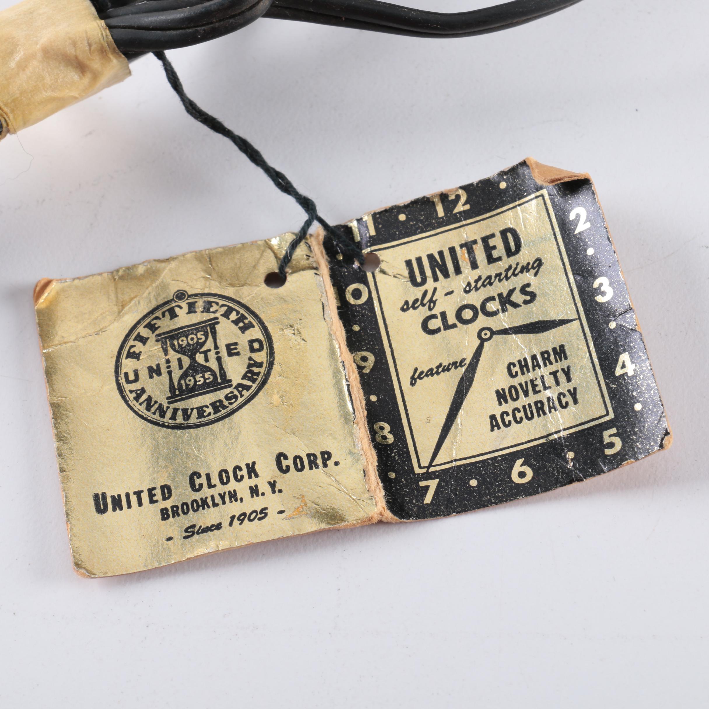 Mid Century Modern United Clock Co. Bow Tie Mantel Clock